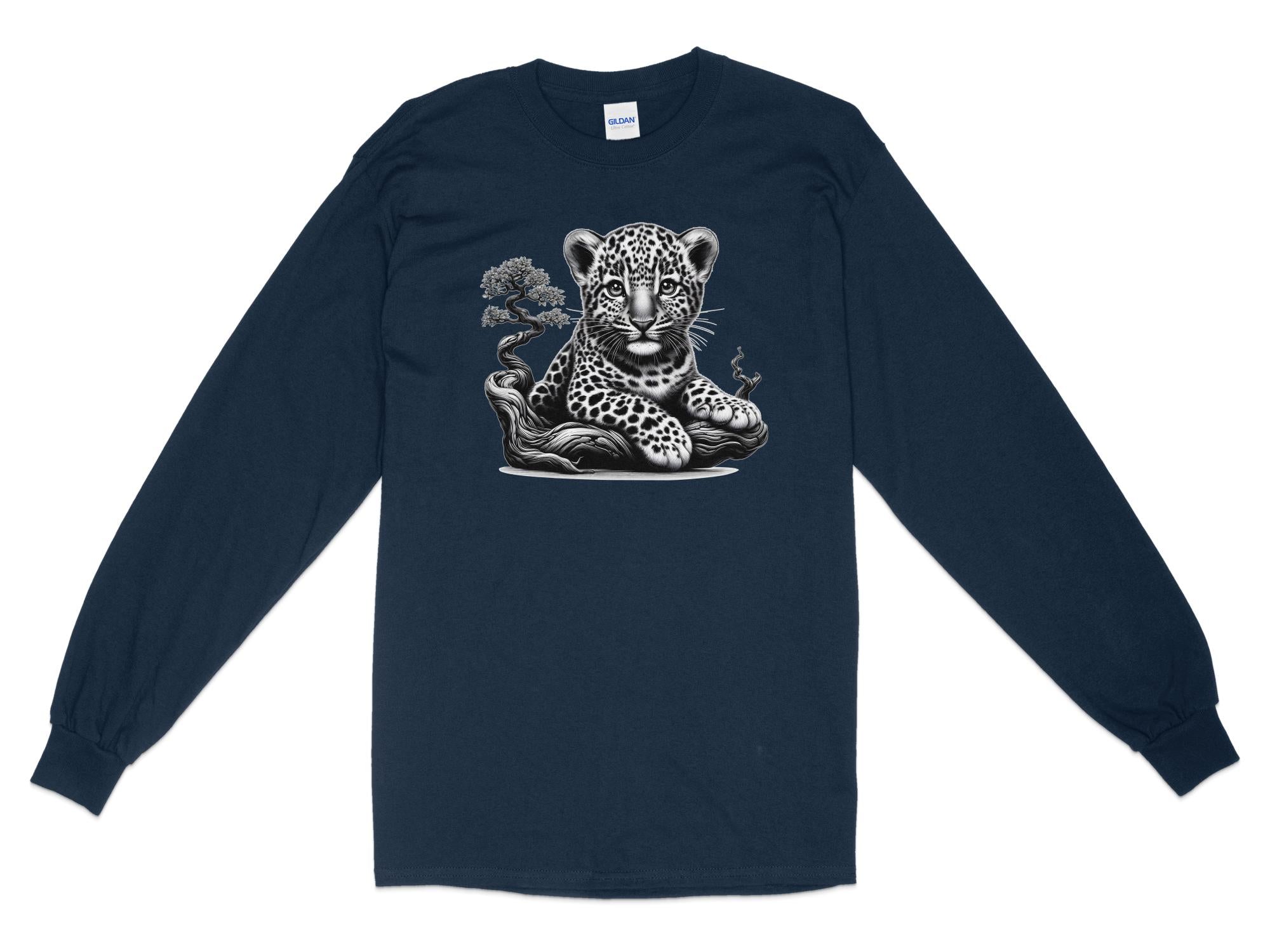 Leopard Bonsai - Coloured Gildan Long Sleeve Realistic Animal Talisman Unisex Cute Tee Graphic Design