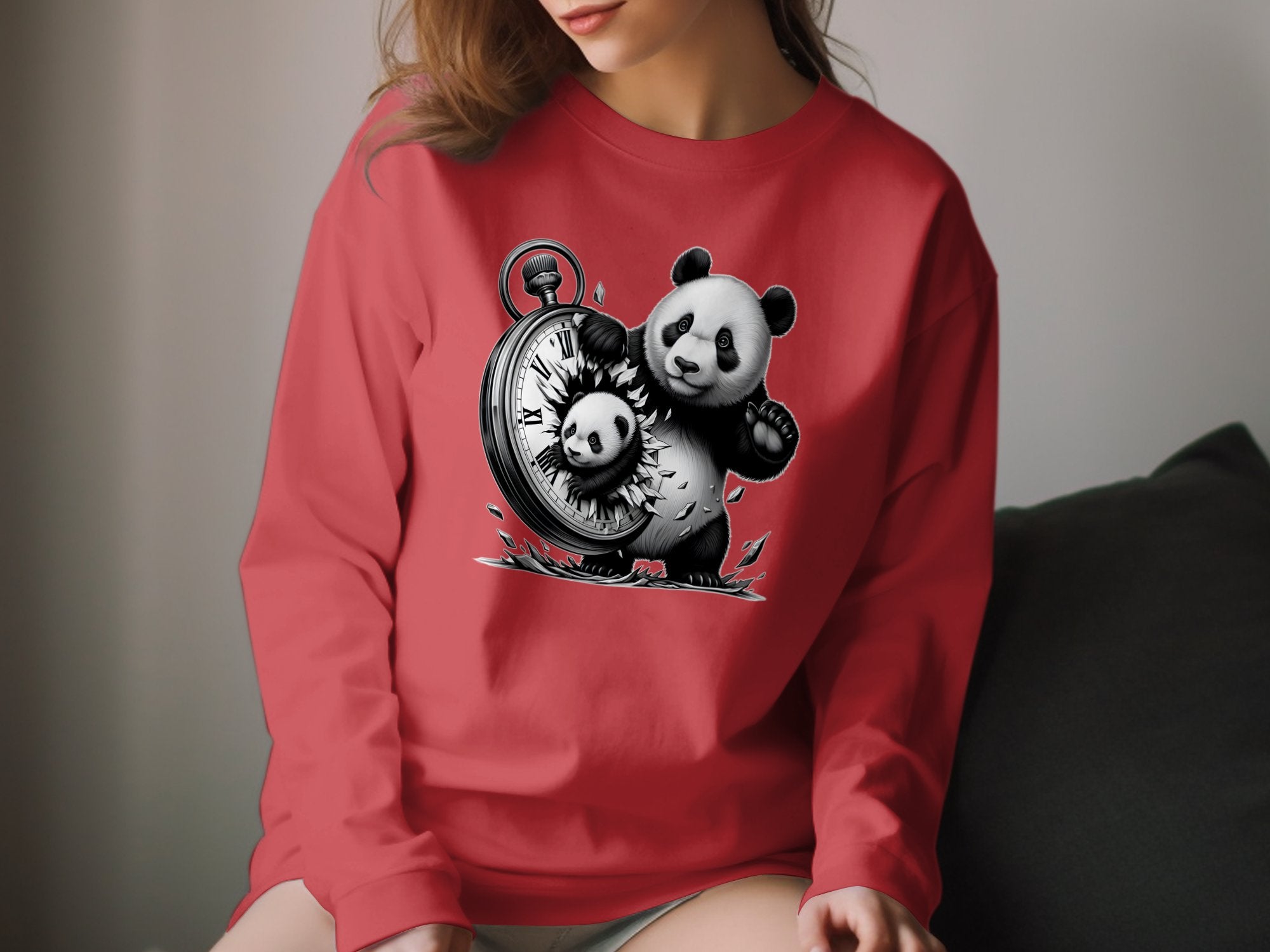 Panda - Coloured Gildan Long Sleeve Realistic Animal Talisman Unisex Cute Tee Graphic Design