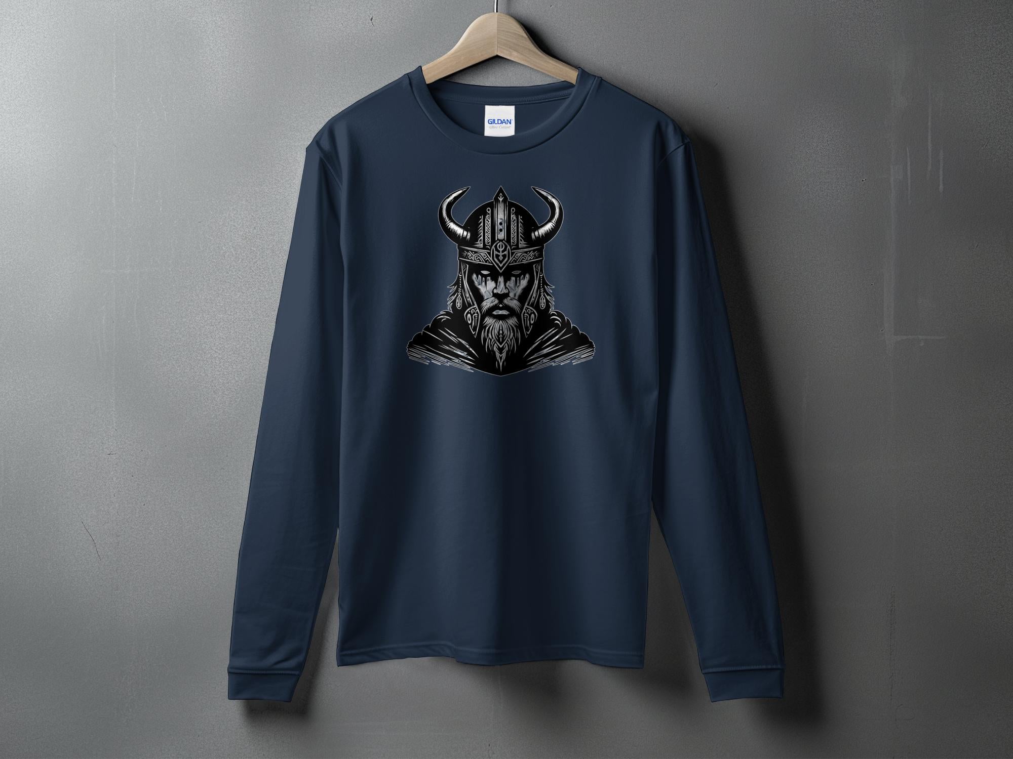 Viking Iron Will - Coloured Gildan Long Sleeve Realistic Norse Talisman Men Women Unisex Valhalla Tee Graphic Design