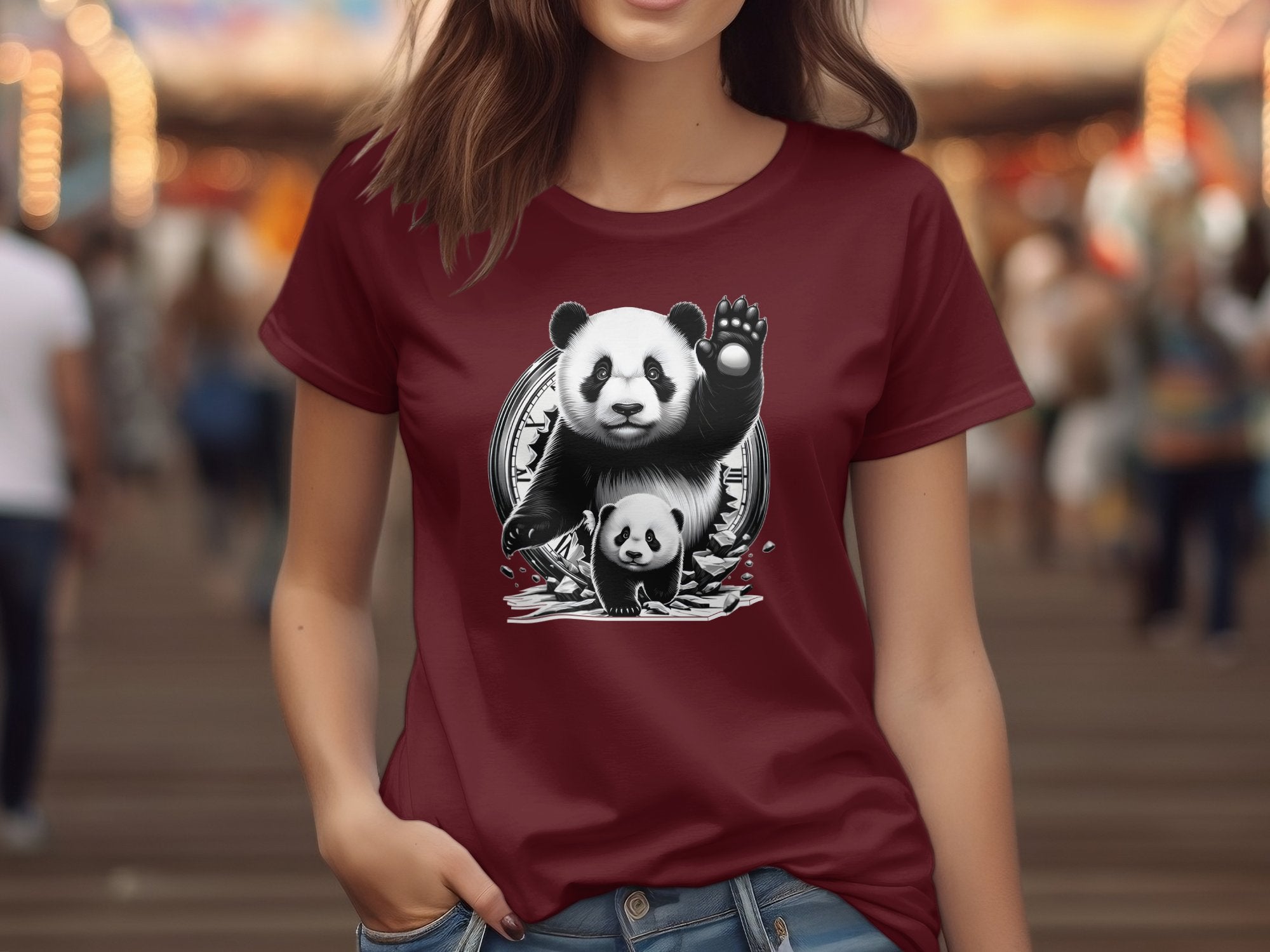 Panda - Coloured Gildan T-Shirt Realistic Animal Talisman Unisex Cute Tee Graphic Design