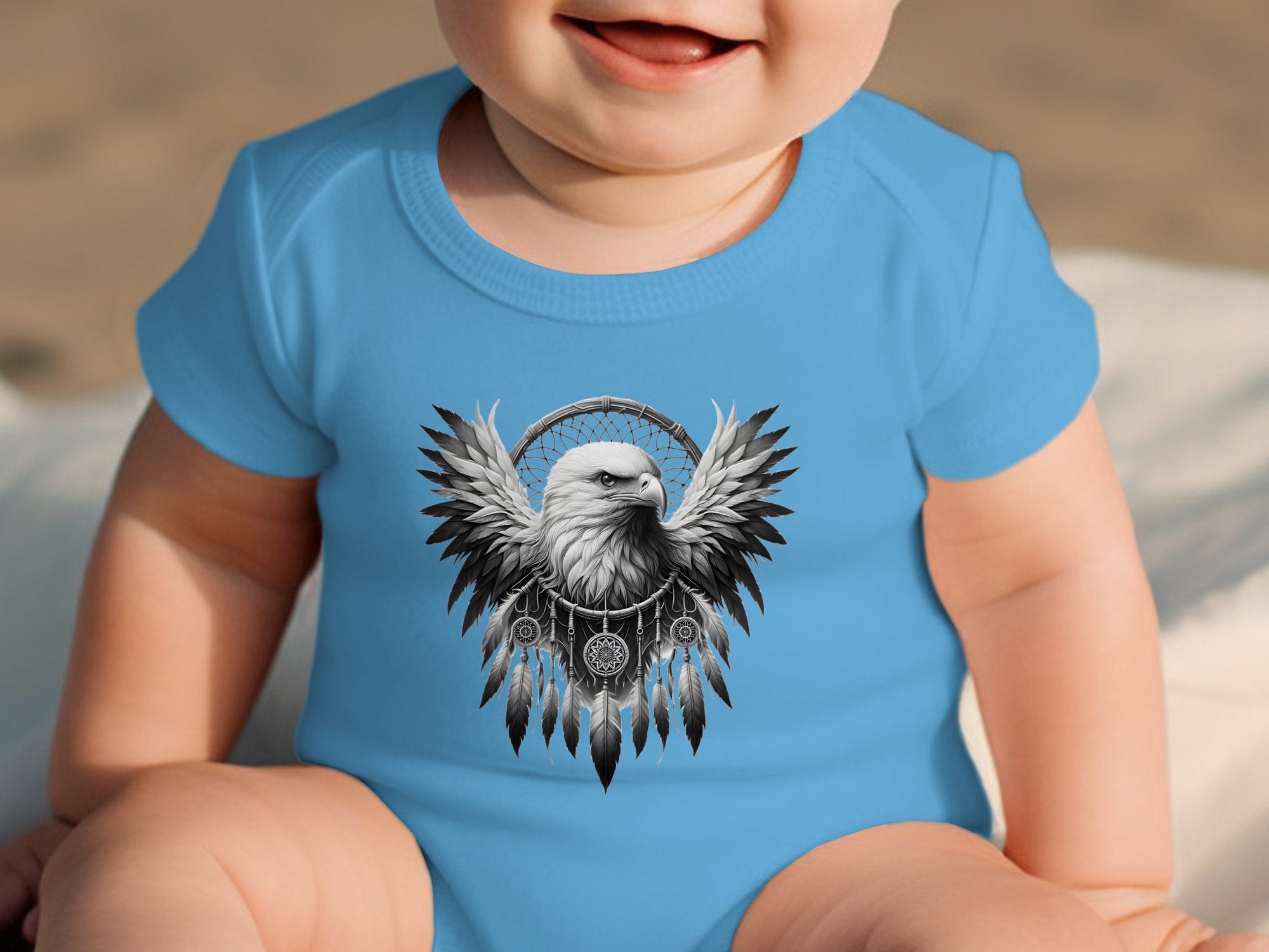 Dreamcatcher Eagle - Coloured Toddler Bodysuit Realistic Native American Talisman Unisex Mythology Tee Graphic Design