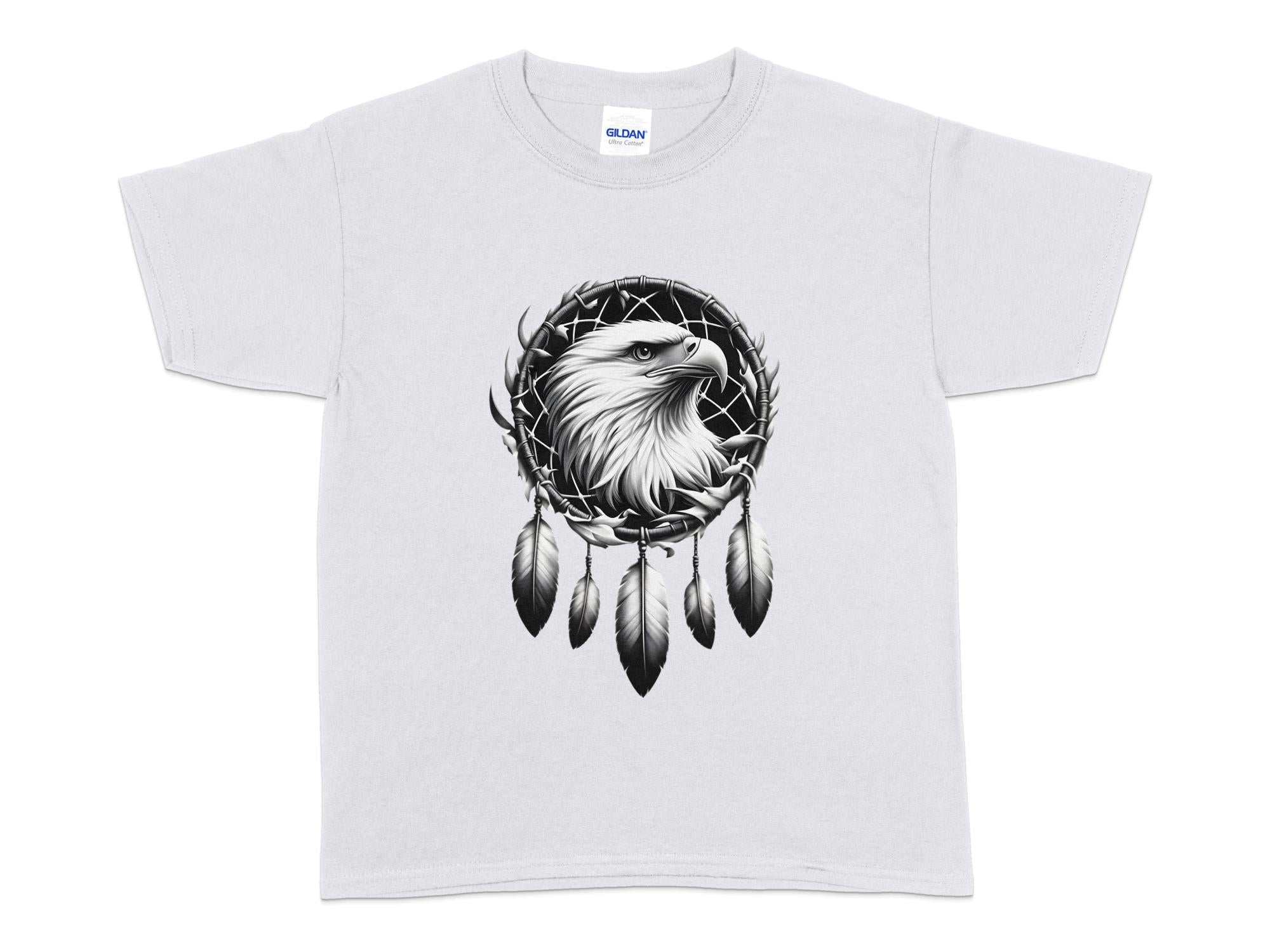 Dreamcatcher Eagle - Coloured Gildan Kids T-Shirt Realistic Native American Talisman Unisex Mythology Tee Graphic Design