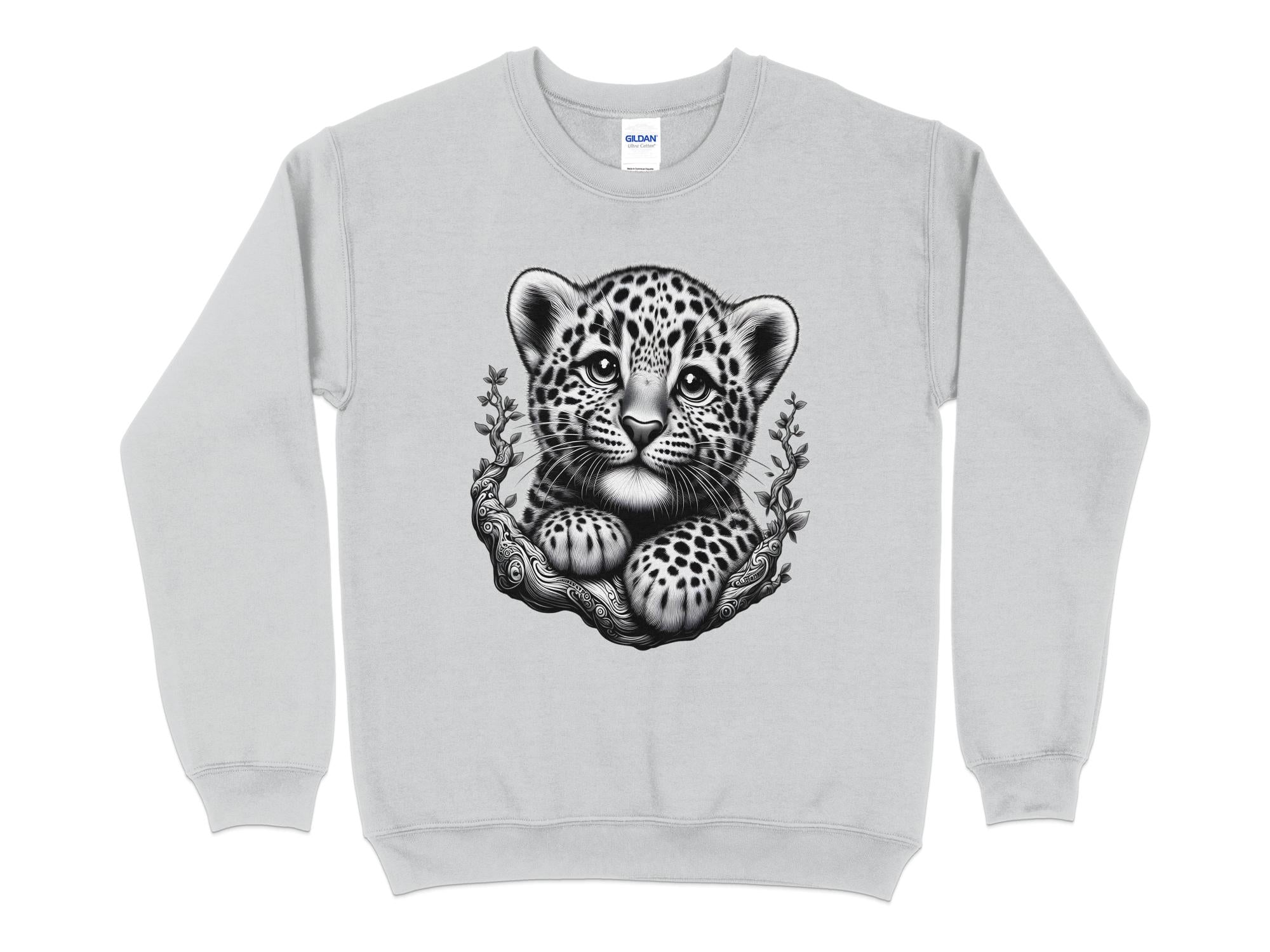 Leopard Bonsai - Coloured Gildan Sweatshirt Realistic Animal Talisman Unisex Cute Tee Graphic Design