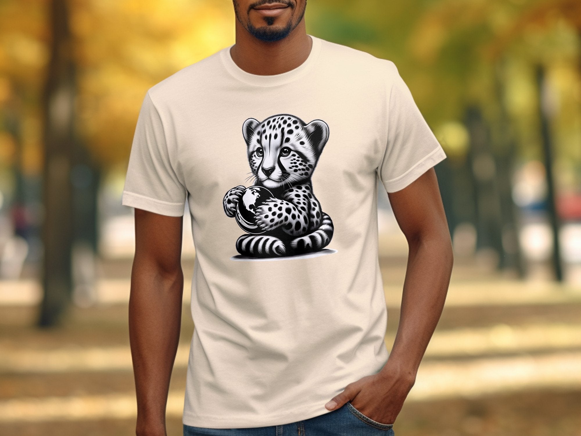 Cheetah World - Coloured Gildan T-Shirt Realistic Animal Talisman Unisex Cute Tee Graphic Design