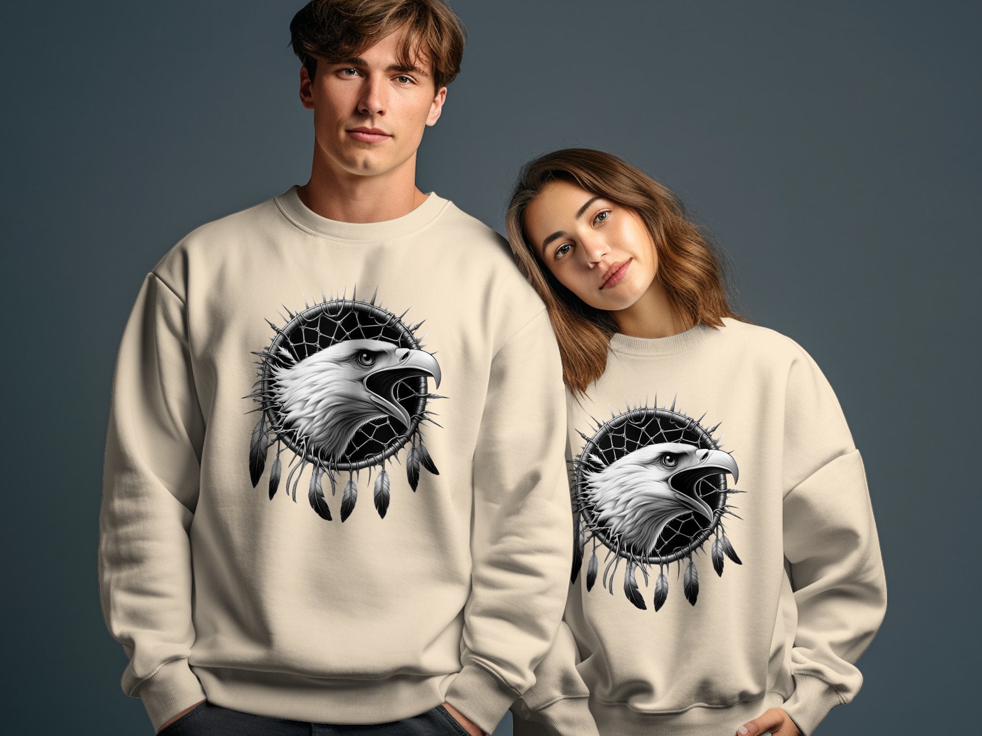 Dreamcatcher Eagle - Coloured Gildan Sweatshirt Realistic Native American Talisman Unisex Mythology Tee Graphic Design