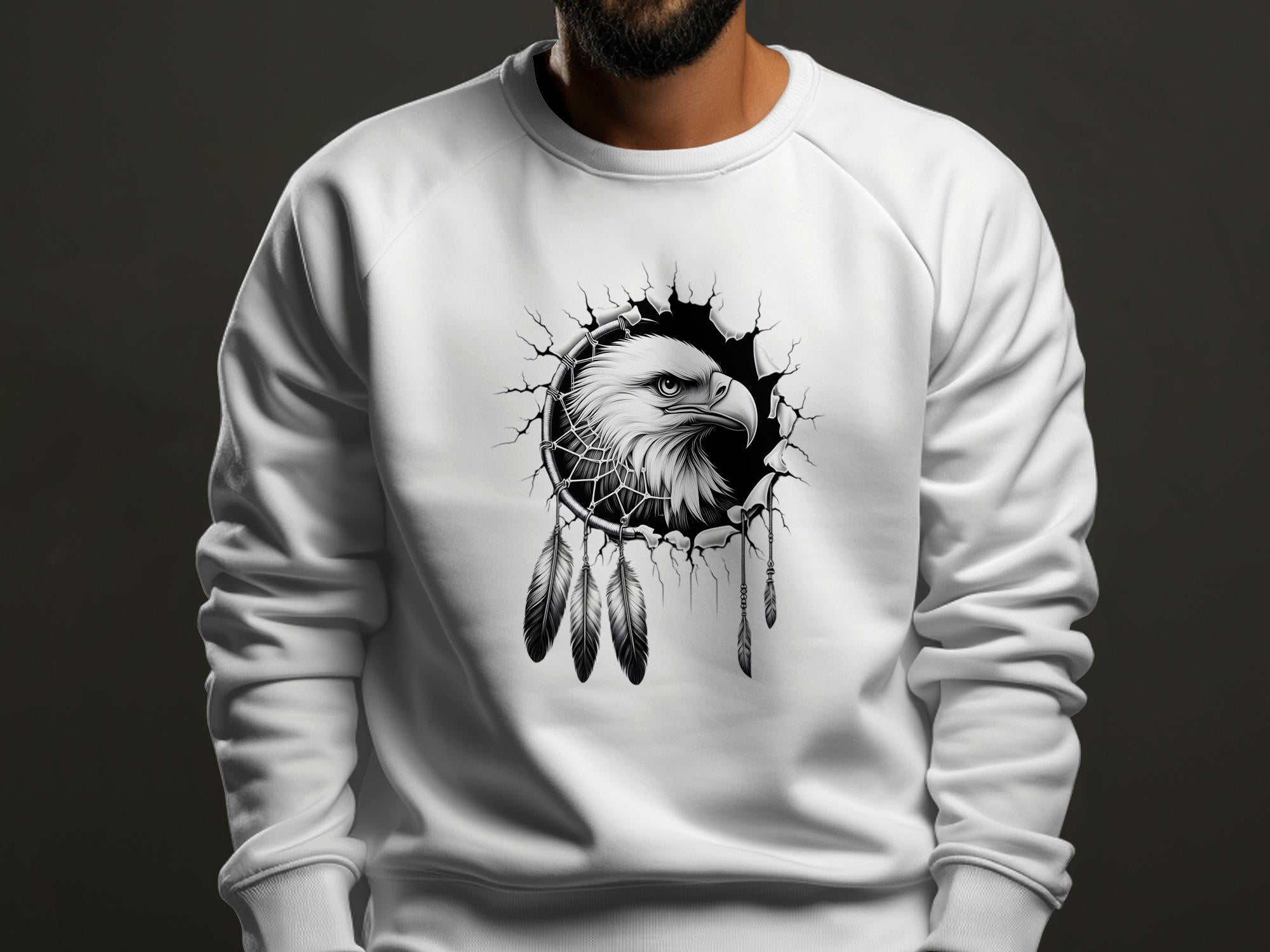 Dreamcatcher Eagle - Coloured Gildan Sweatshirt Realistic Native American Talisman Unisex Mythology Tee Graphic Design