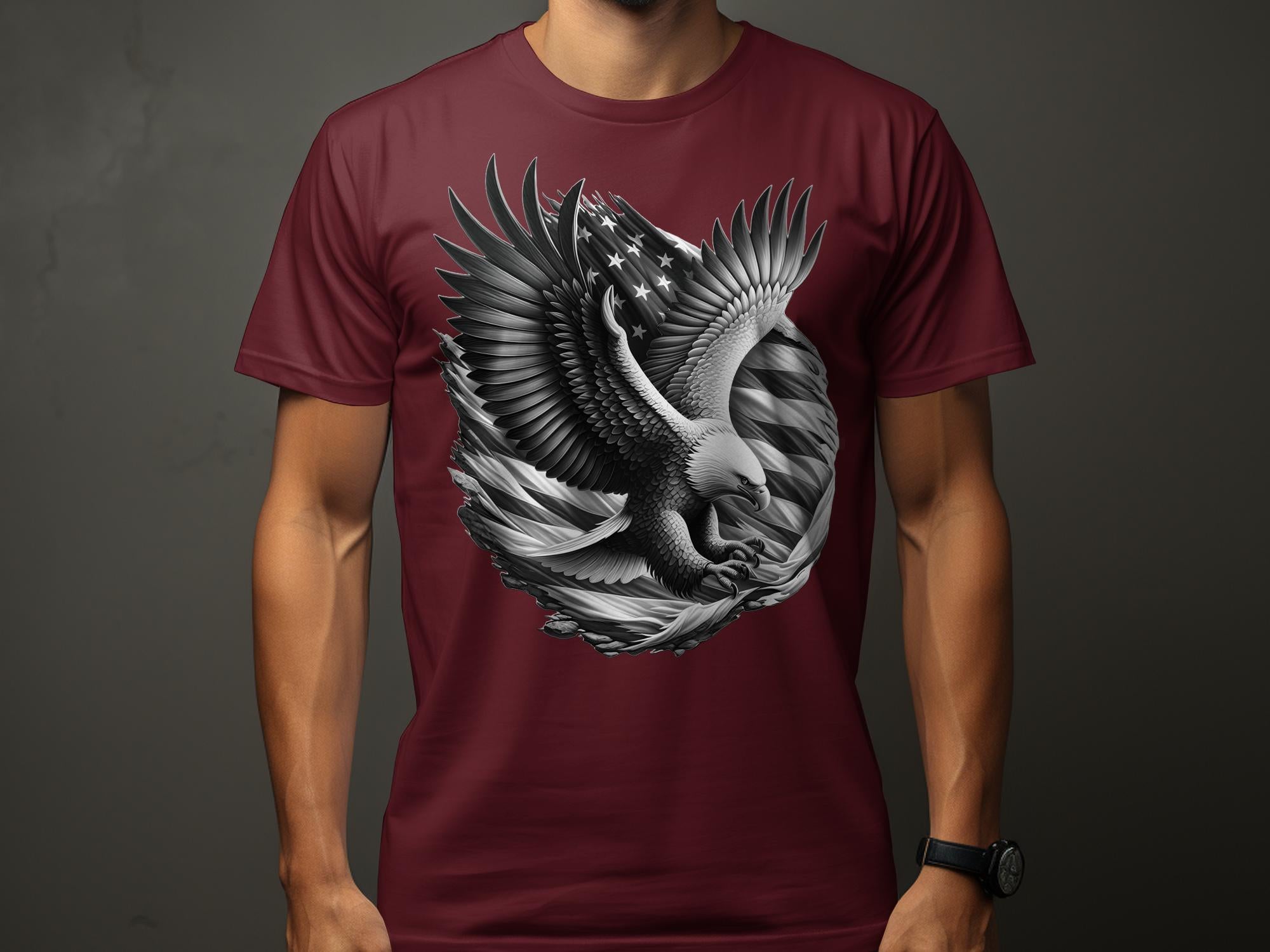 Eagle Patriot - Coloured Gildan T-Shirt Realistic Animal Talisman Unisex Tee Graphic Design