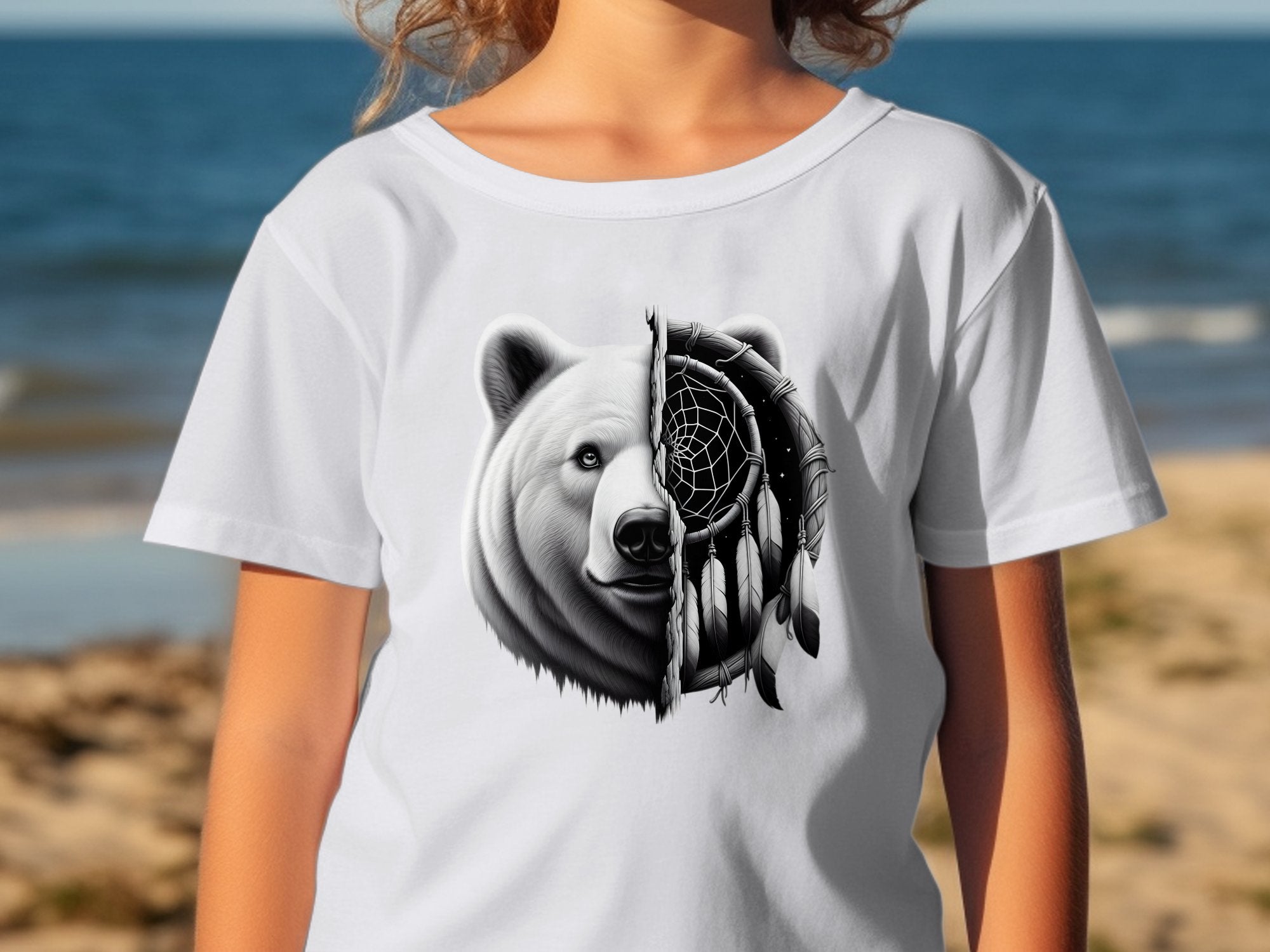 Dreamcatcher Bear - Coloured Gildan Kids T Shirt Realistic Native American Talisman Unisex Mythology Tee Graphic Design