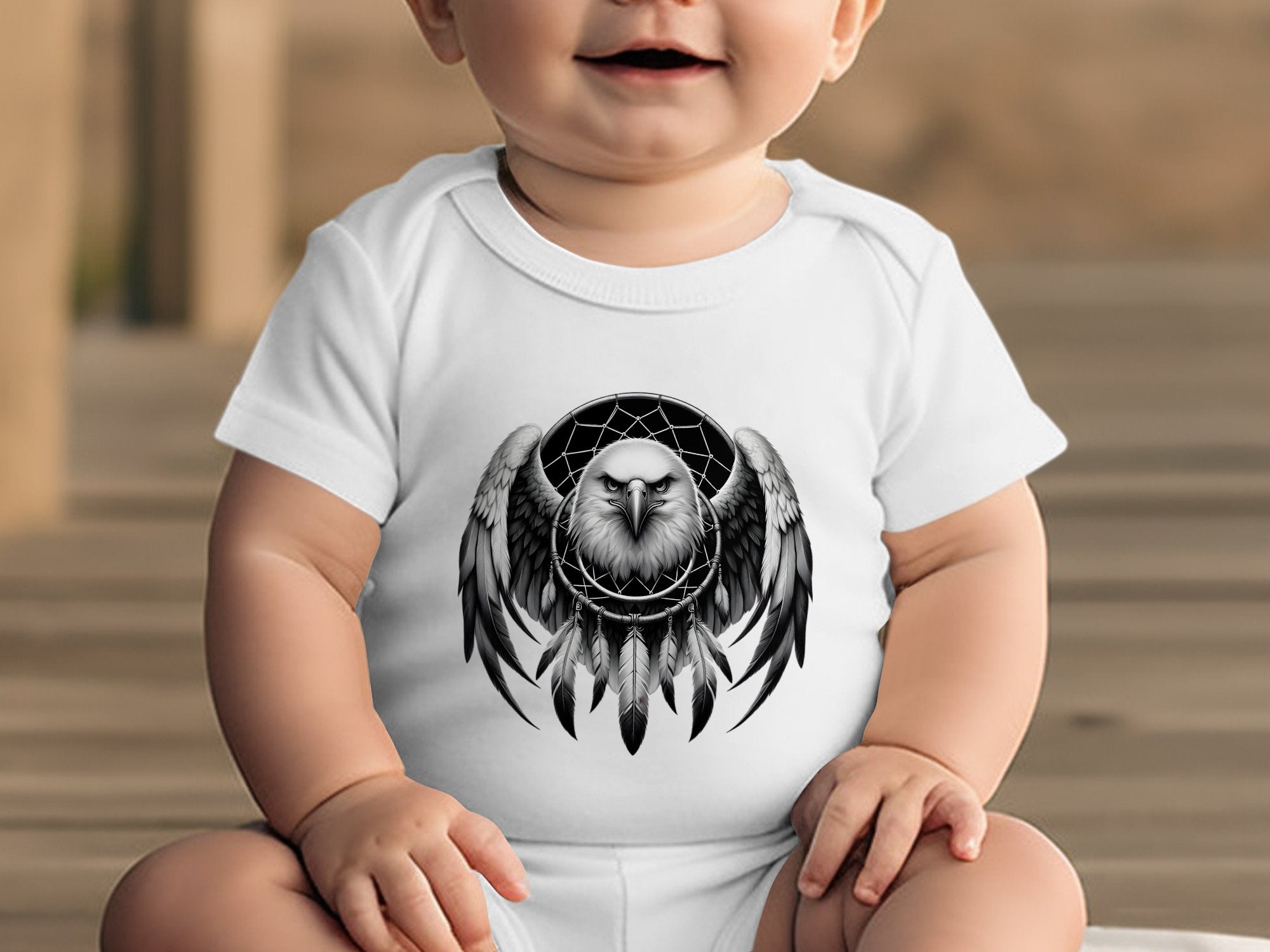 Dreamcatcher Eagle - Coloured Toddler Bodysuit Realistic Native American Talisman Unisex Mythology Tee Graphic Design