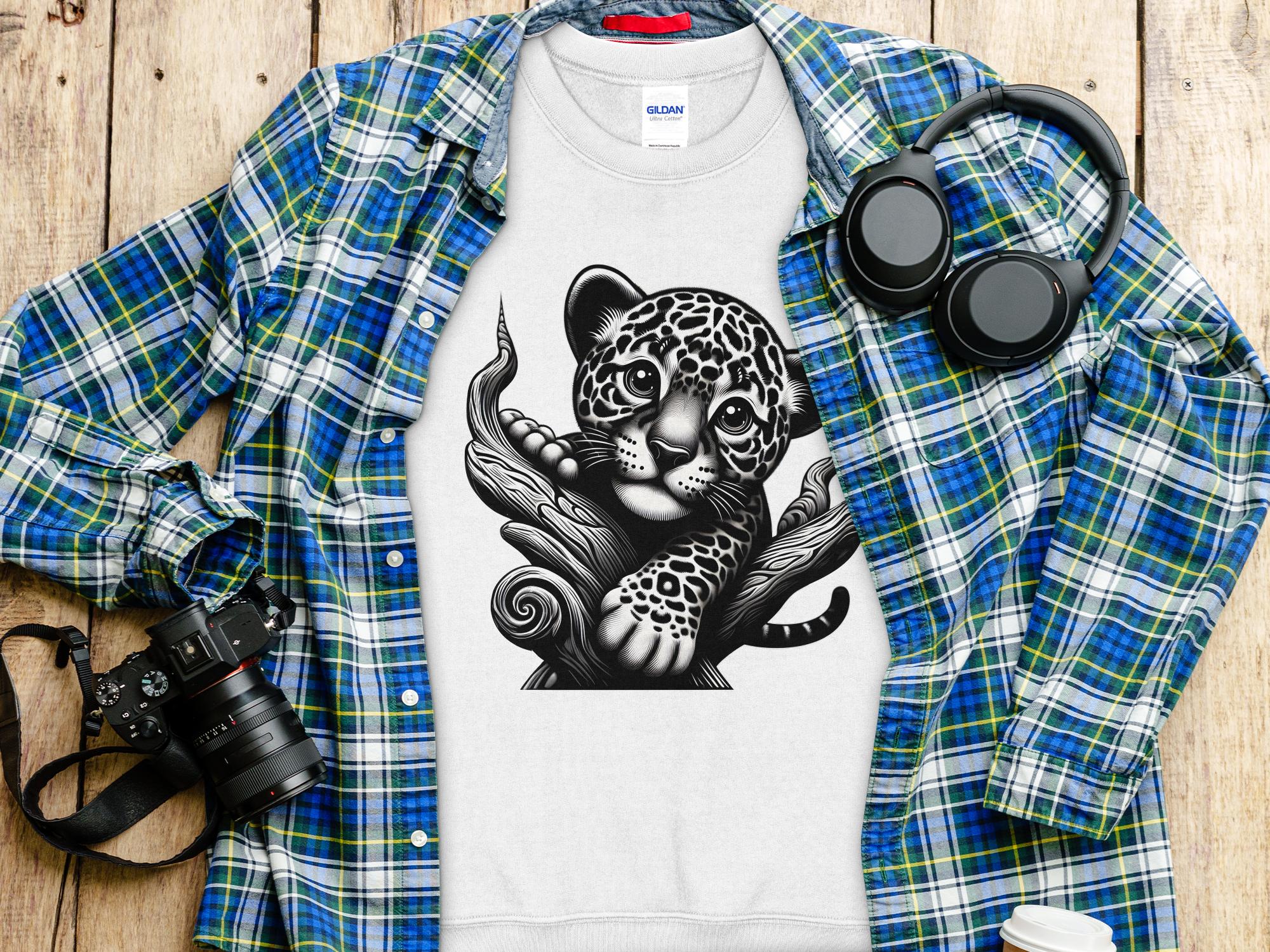 Leopard Bonsai - Coloured Gildan Sweatshirt Realistic Animal Talisman Unisex Cute Tee Graphic Design