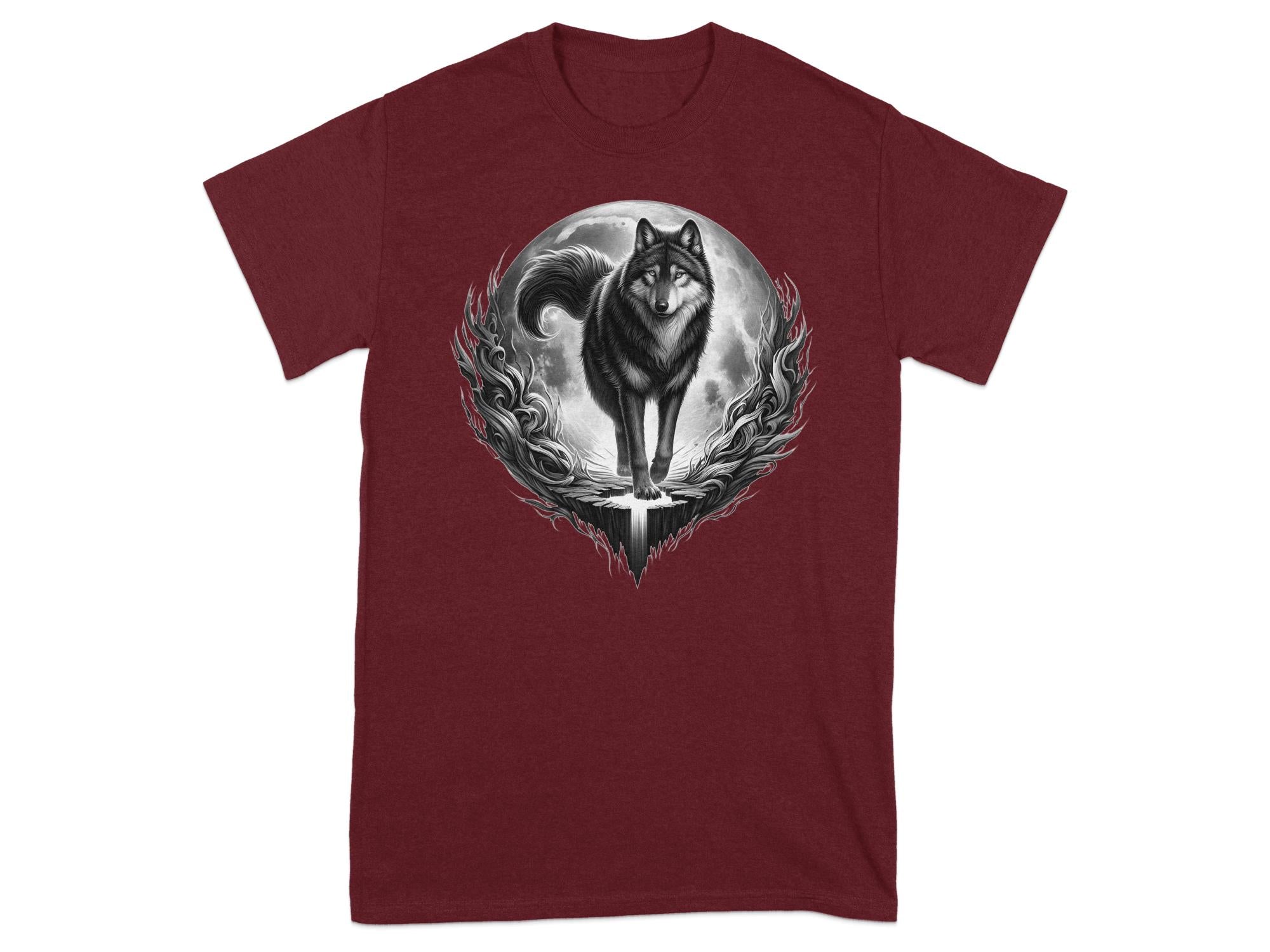 Moon Wolf - Coloured Gildan T-Shirt Realistic Animal Talisman Unisex Mythology Tee Graphic Design