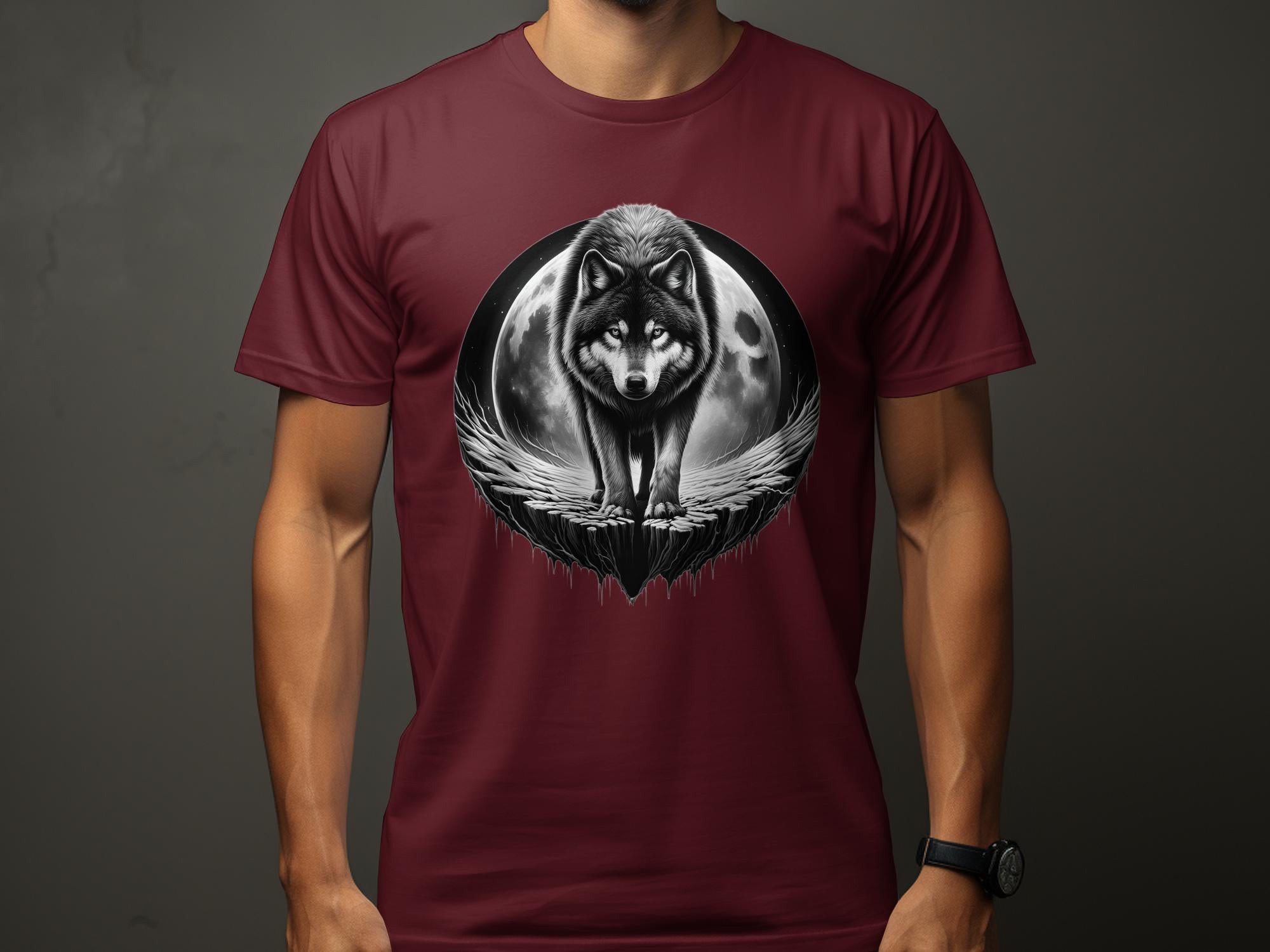 Moon Wolf - Coloured Gildan T-Shirt Realistic Animal Talisman Unisex Mythology Tee Graphic Design