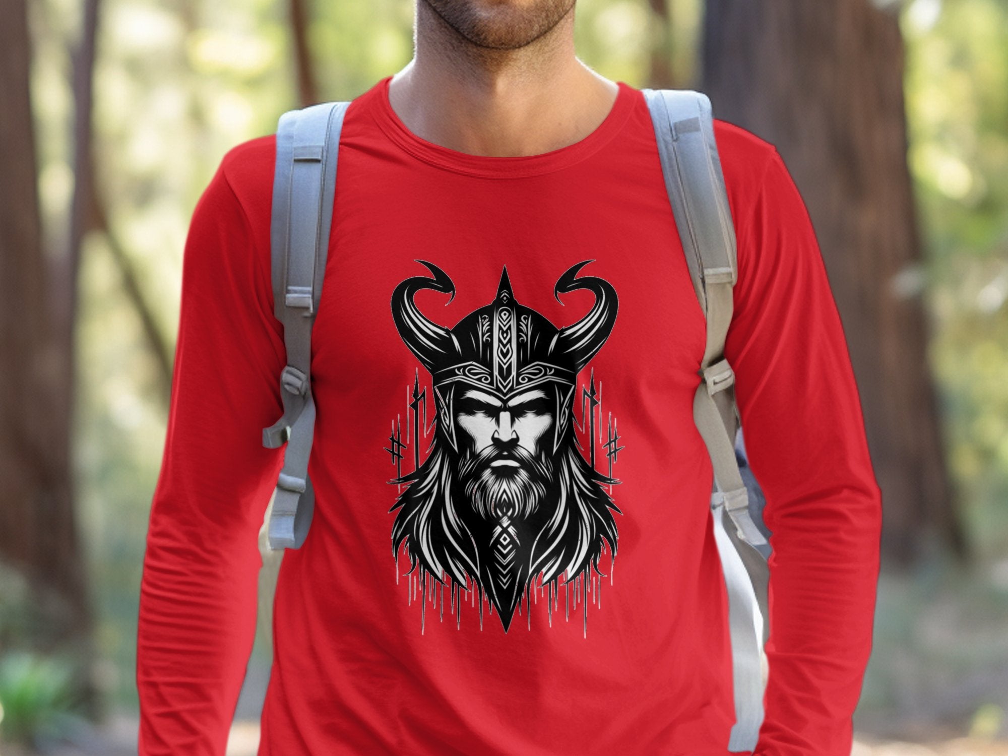 Viking Zeal - Coloured Gildan Long Sleeve Realistic Norse Talisman Men Women Unisex Valhalla Tee Graphic Design