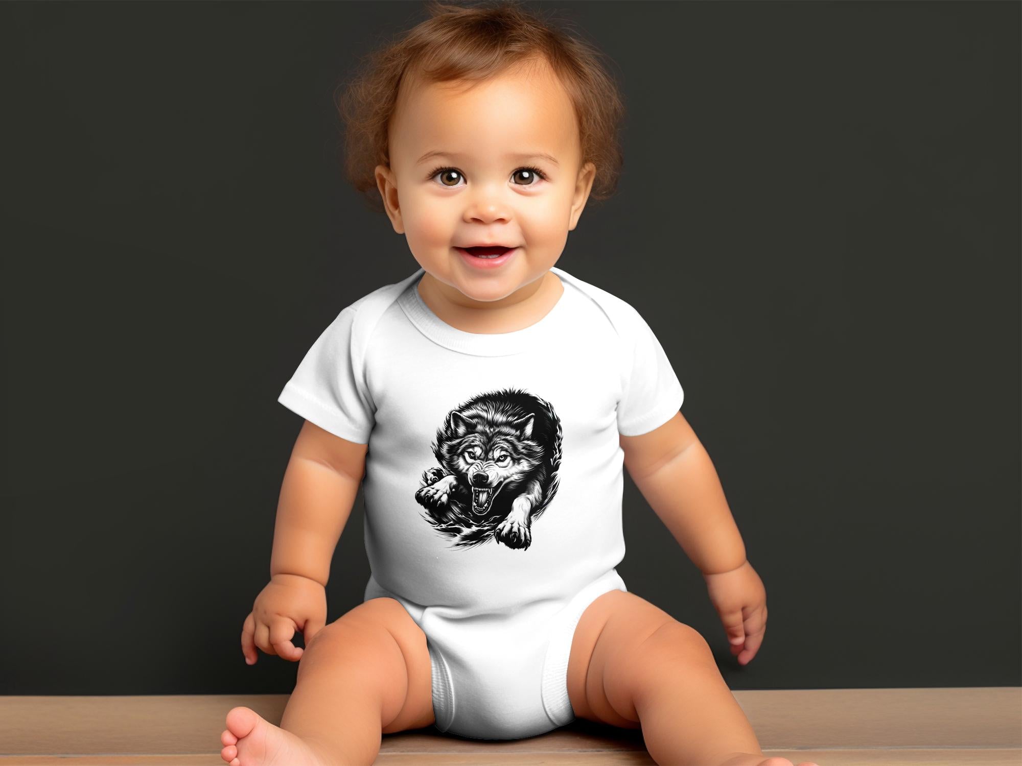 Wolf Tribal - Coloured Toddler Bodysuit Realistic Animal Talisman Unisex Tee Graphic Design