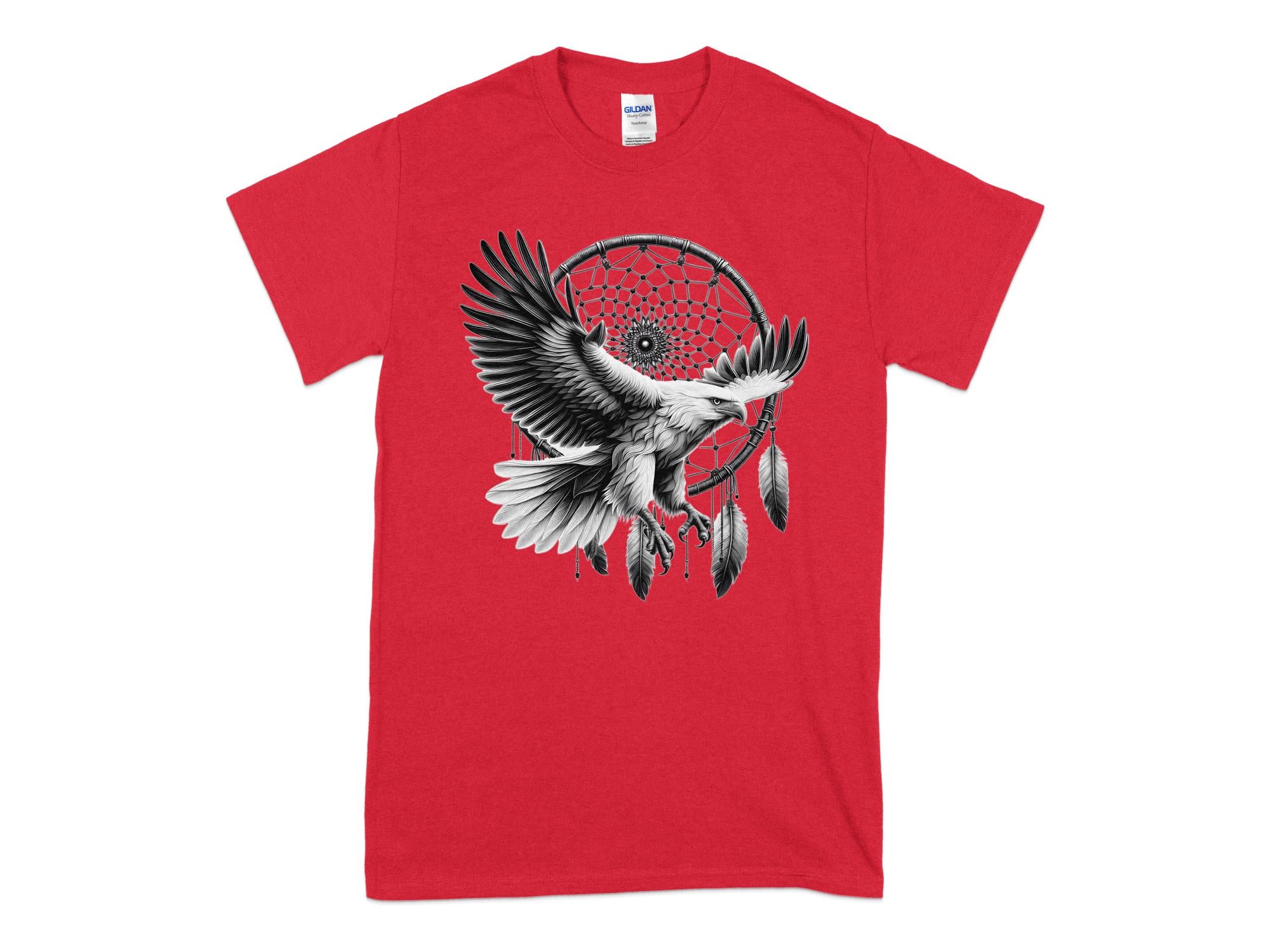 Dreamcatcher Eagle - Coloured Gildan T-Shirt Realistic Native American Talisman Unisex Mythology Tee Graphic Design