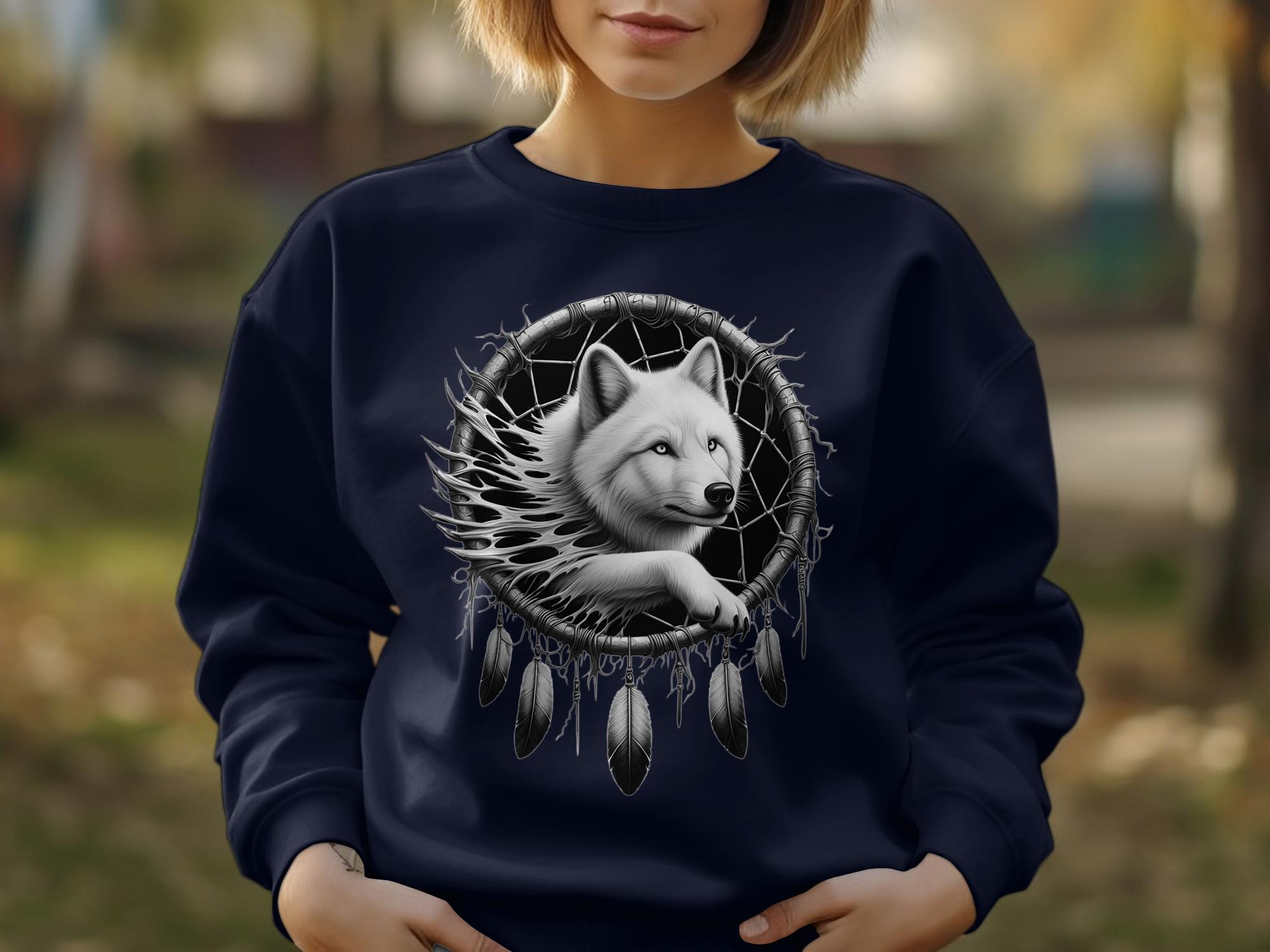 Dreamcatcher Wolf - Coloured Gildan Sweatshirt Realistic Native American Talisman Unisex Mythology Tee Graphic Design