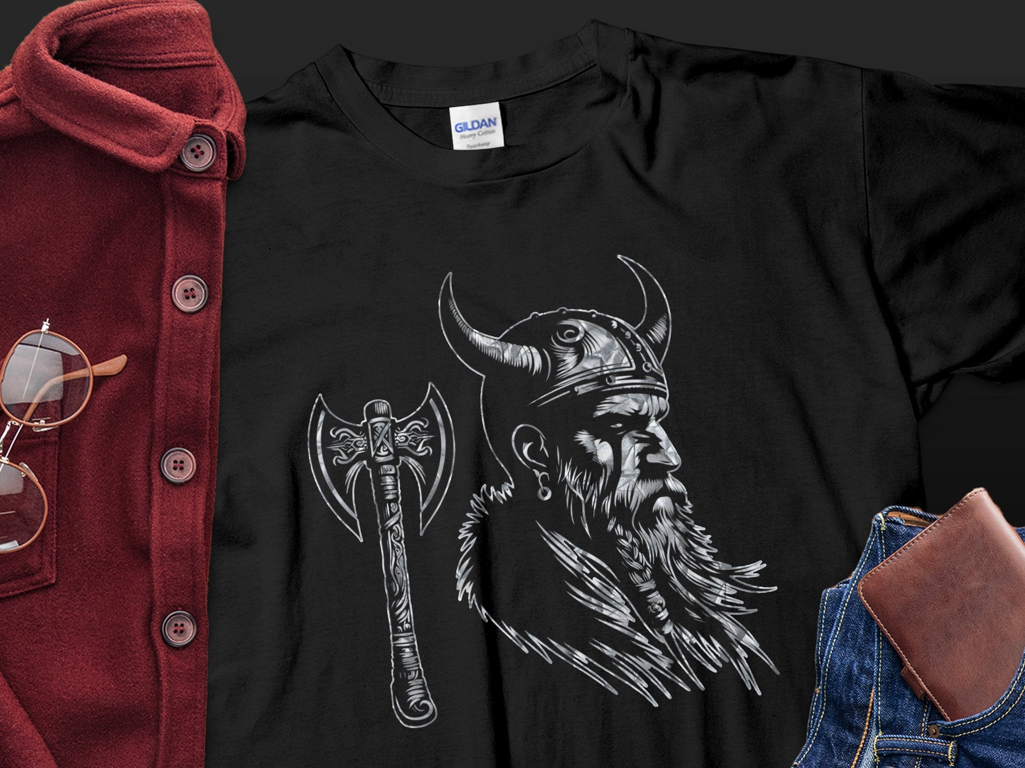 Viking Knowledge - Coloured Gildan T Shirt Norse Talisman Men Women Unisex Valhalla Tee