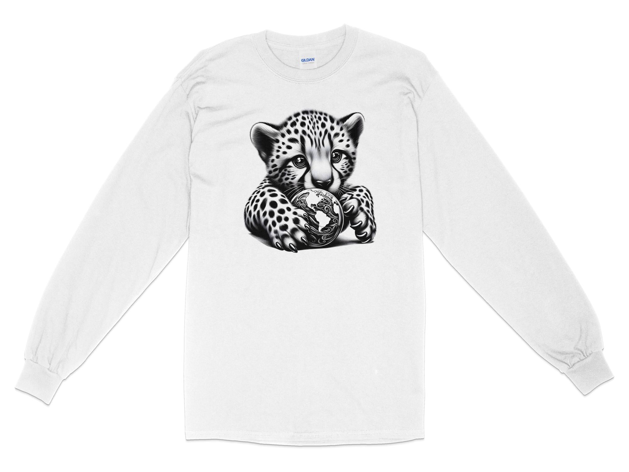 Cheetah World - Coloured Gildan Long Sleeve Realistic Animal Talisman Unisex Cute Tee Graphic Design