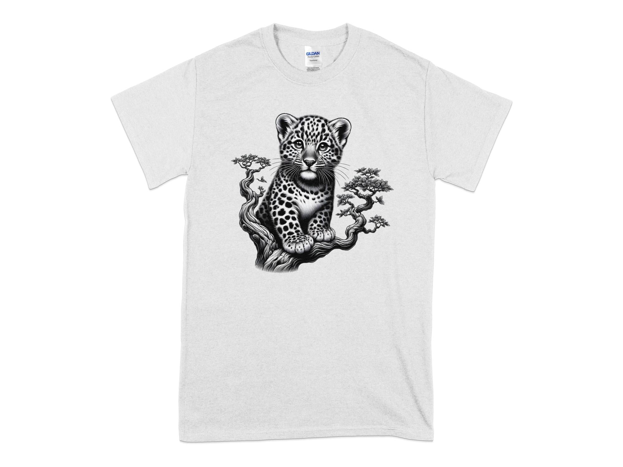 Leopard Bonsai - Coloured Gildan T-Shirt Realistic Animal Talisman Unisex Cute Tee Graphic Design