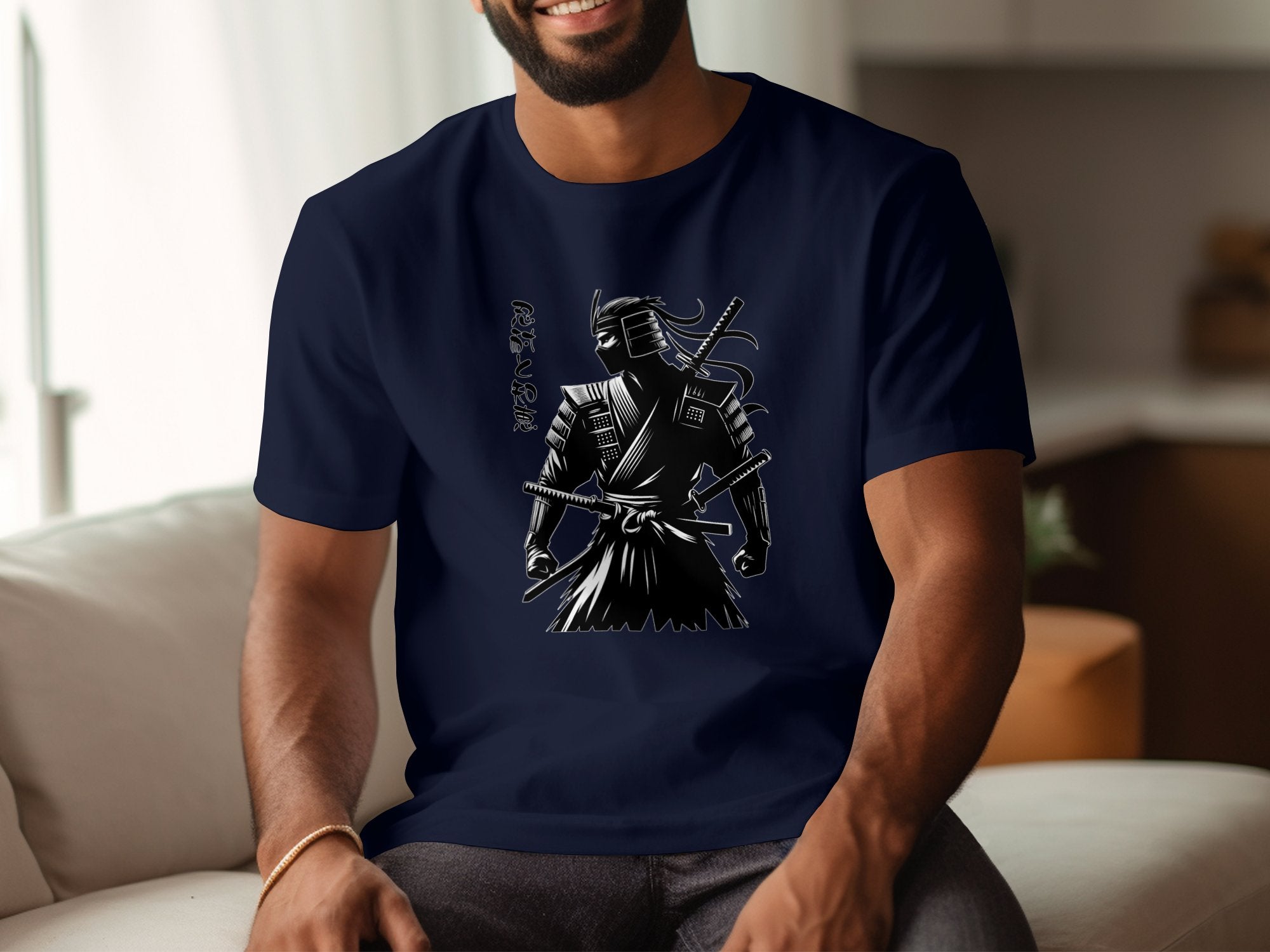 Samurai Ninja - Coloured Gildan T-Shirt Japanese Talisman Unisex Cultural Symbolic Graphic Design