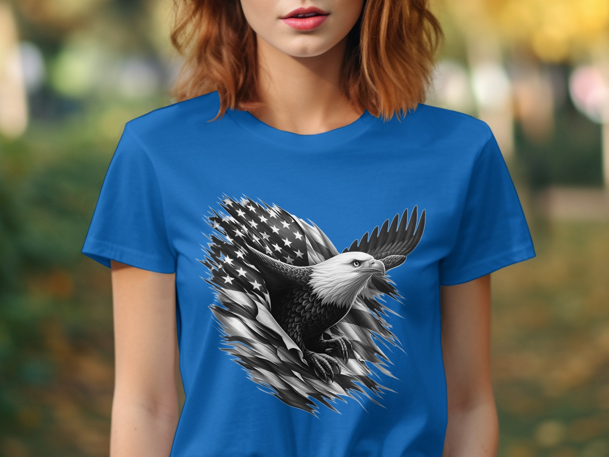 Eagle Patriot - Coloured Gildan T-Shirt Realistic Animal Talisman Unisex Tee Graphic Design