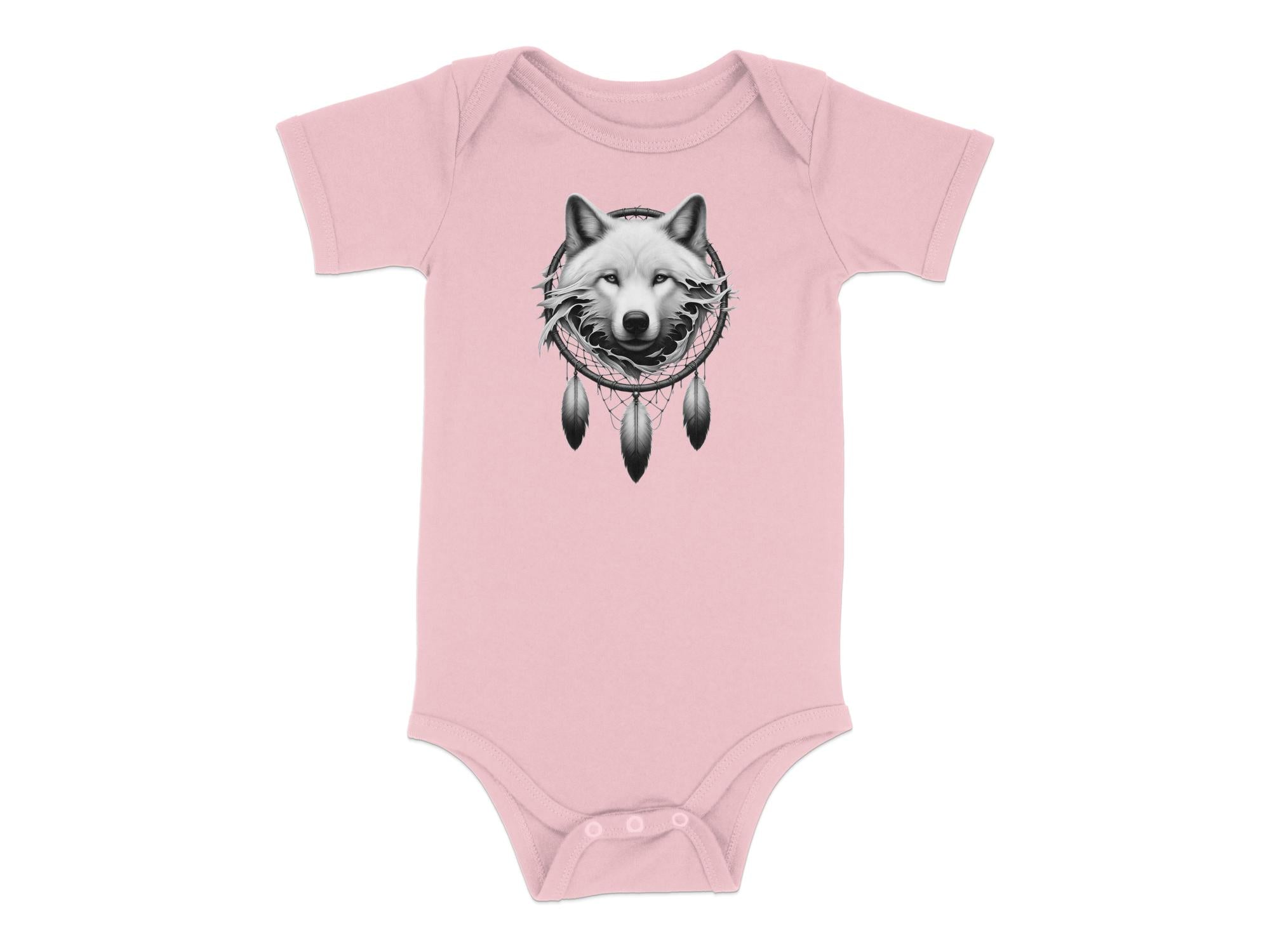 Dreamcatcher Wolf - Coloured Toddler Bodysuit Realistic Native American Talisman Unisex Mythology Tee Graphic Design