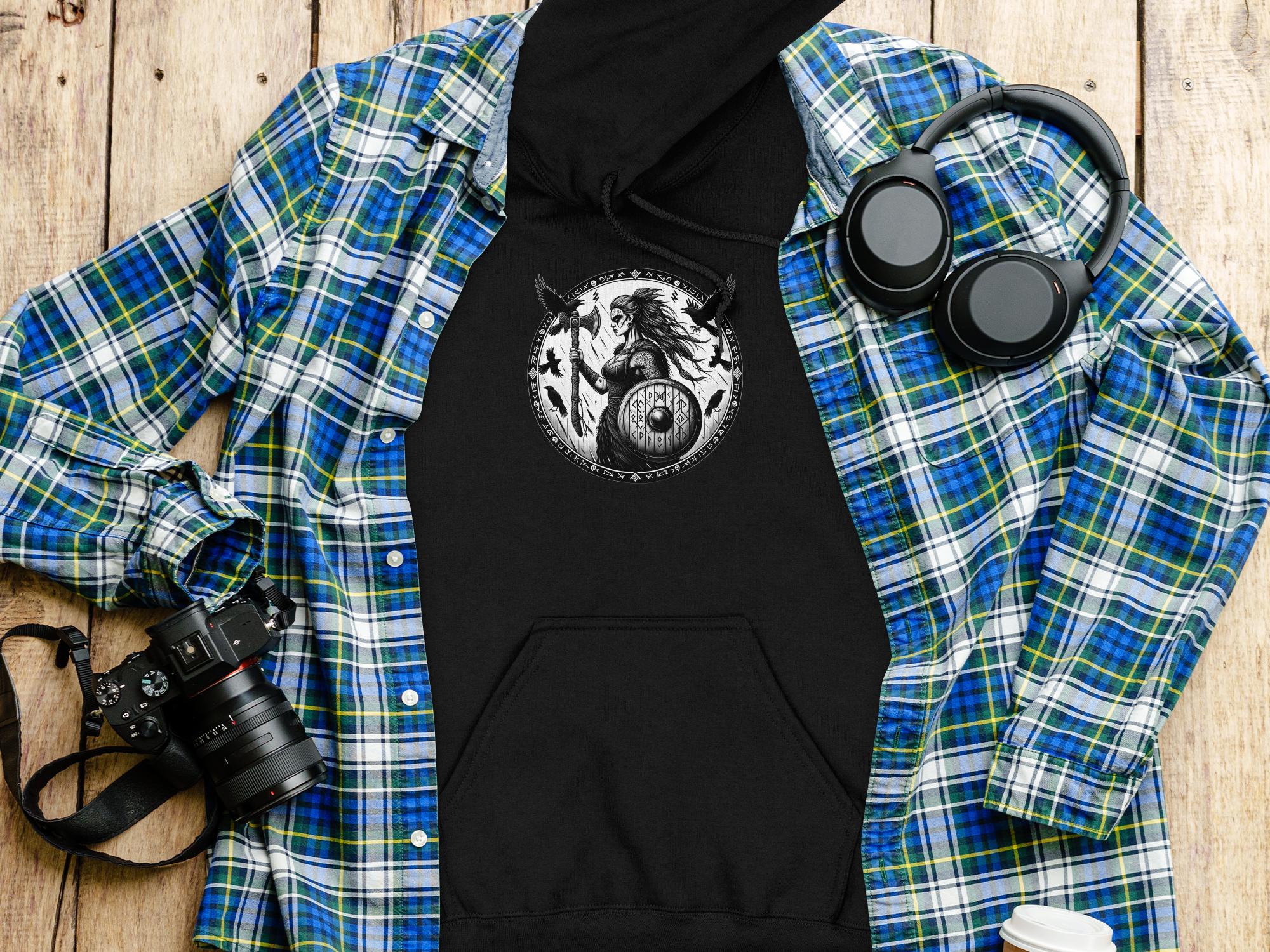 Viking Shield Maiden - Coloured Gildan Hoodie Realistic Norse Talisman Men Women Unisex Valhalla Tee Graphic Design