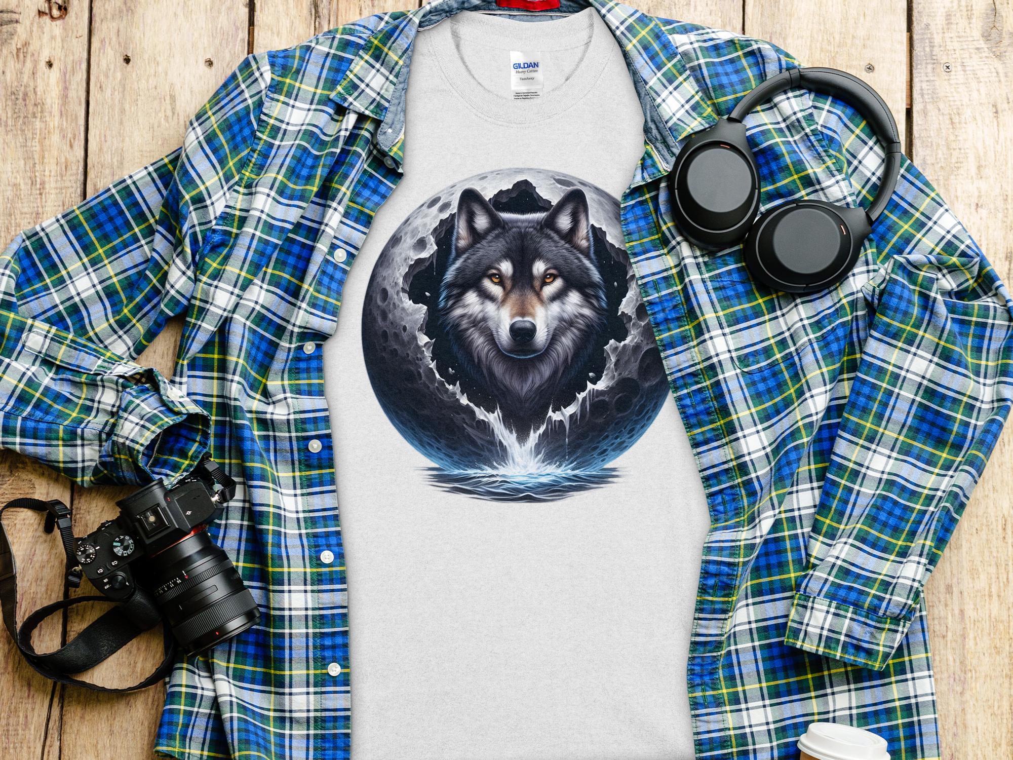 Moon Wolf - T-Shirt Realistic Full Colour Animal Talisman Unisex Mythology Tee Gildan Graphic Design