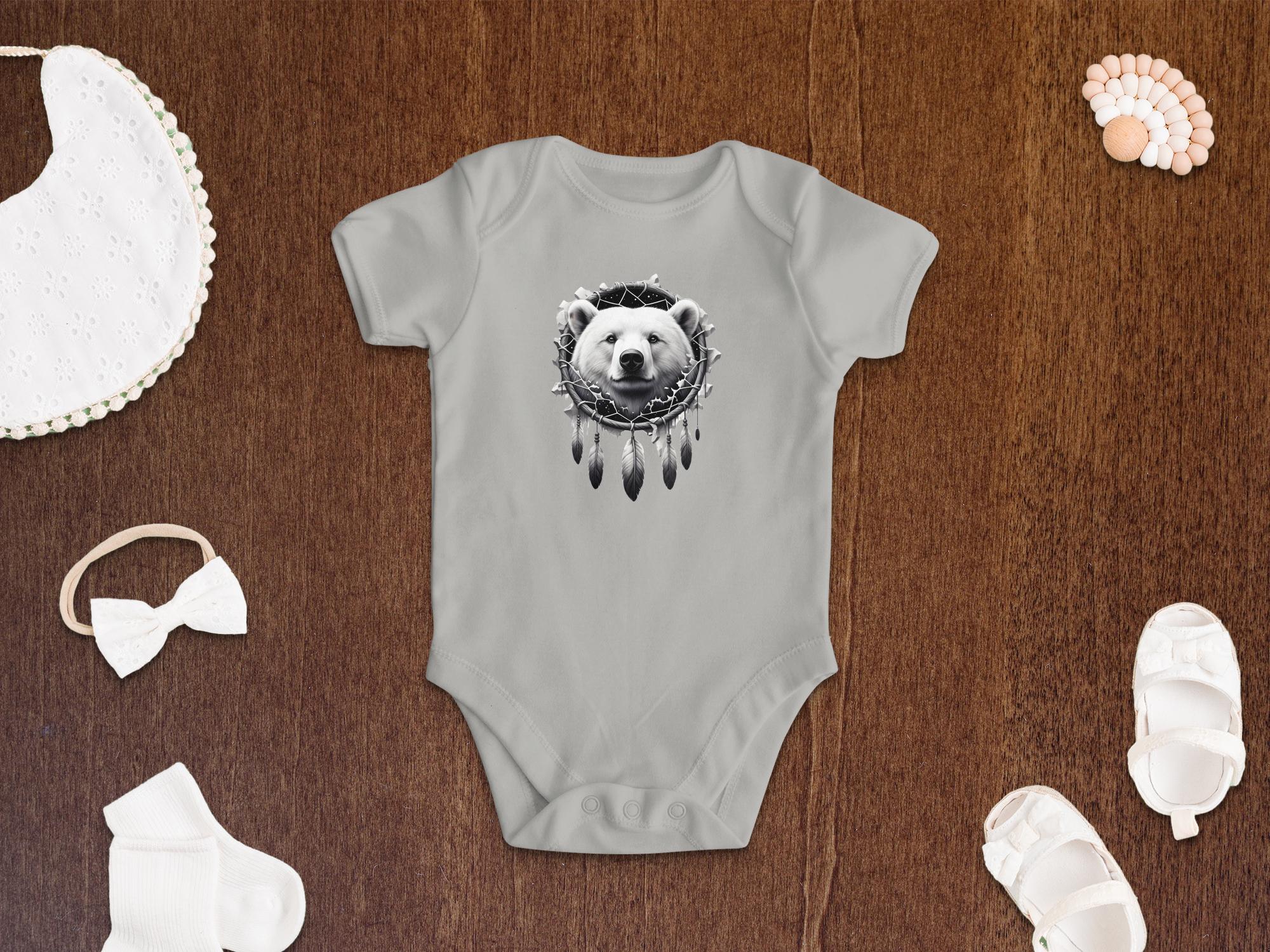 Dreamcatcher Bear - Coloured Toddler Bodysuit Realistic Native American Talisman Unisex Mythology Tee Graphic Design