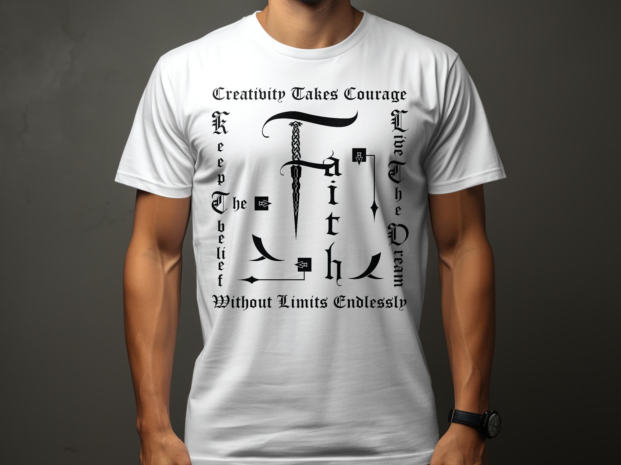 Faith Empowerment - White Gildan T Shirt Inspirational Talisman Men Women Unisex Tee Graphic Design