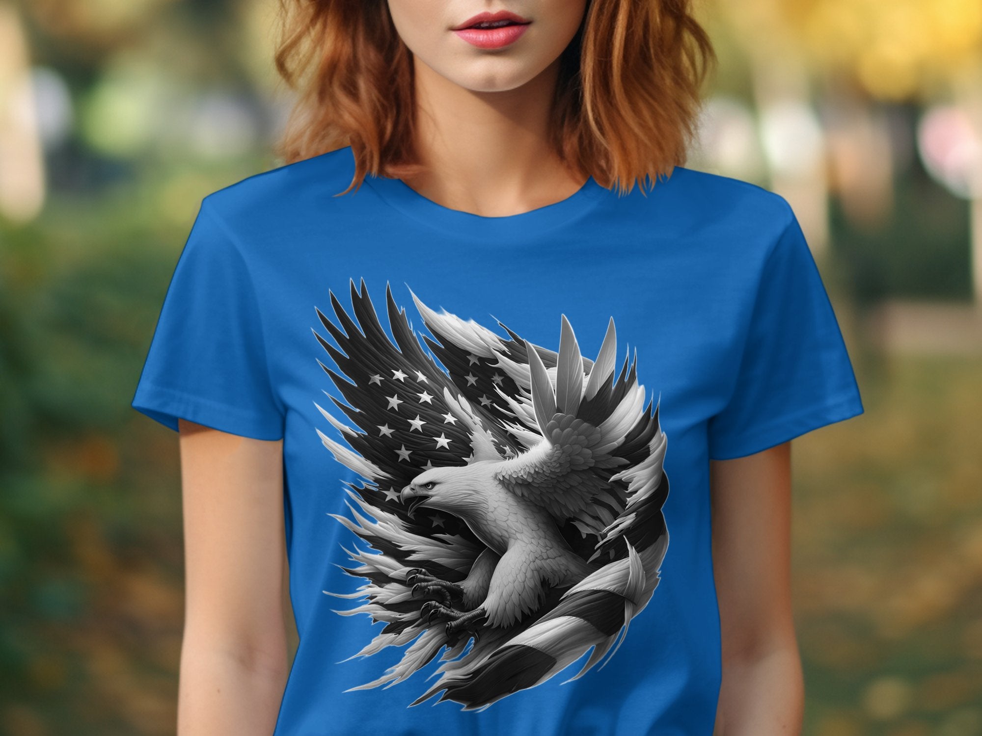 Eagle Patriot - Coloured Gildan T-Shirt Realistic Animal Talisman Unisex Tee Graphic Design