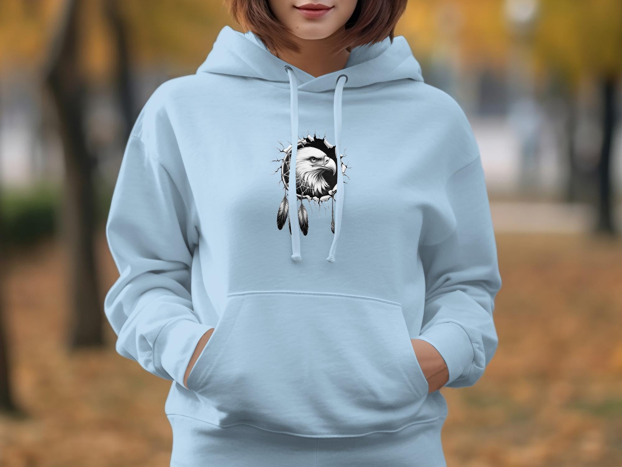 Dreamcatcher Eagle - Coloured Gildan Hoodie Realistic Native American Talisman Unisex Mythology Tee Graphic Design