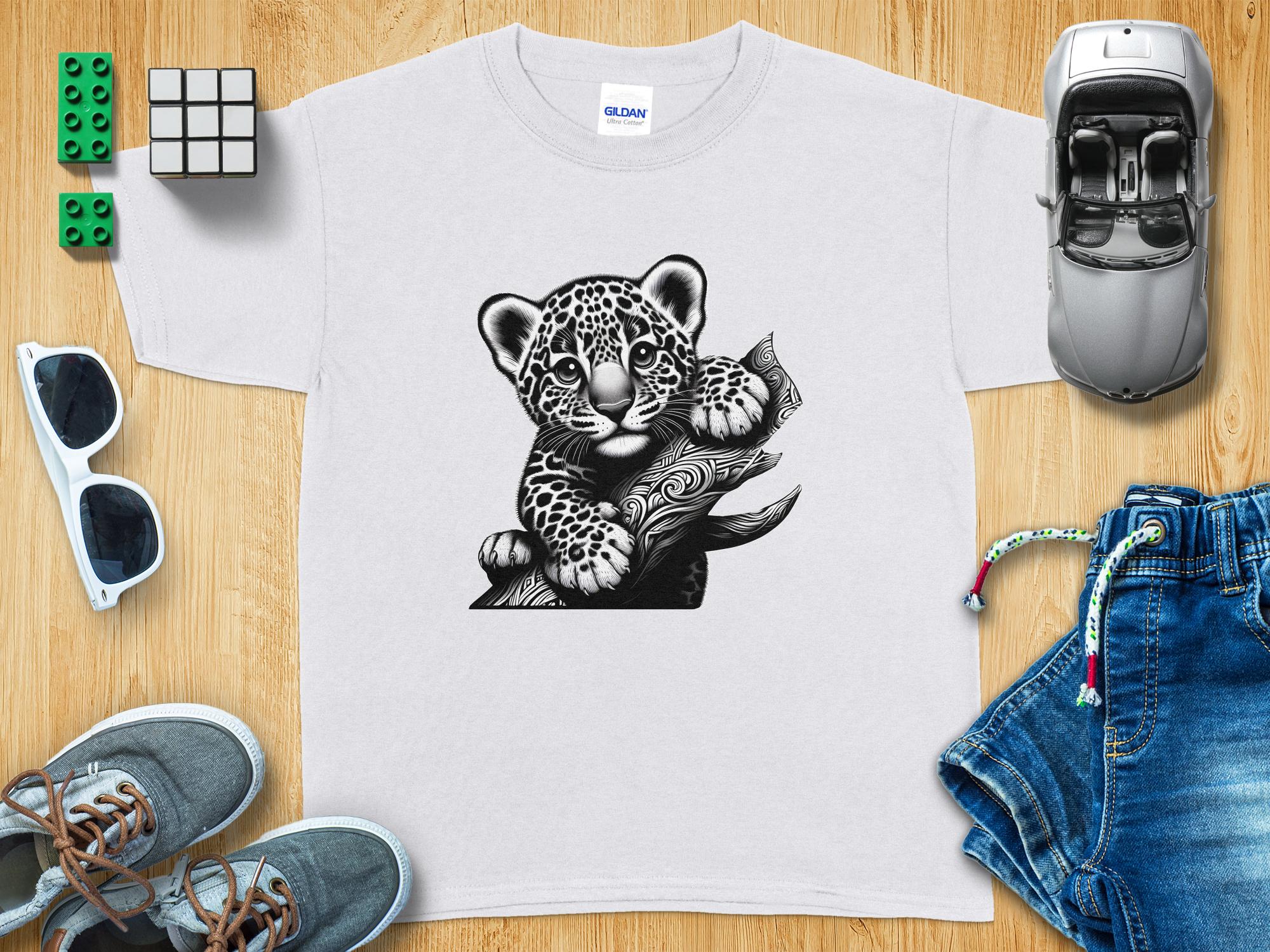 Leopard Bonsai - Coloured Gildan Kids T-Shirt Realistic Animal Talisman Unisex Cute Tee Graphic Design