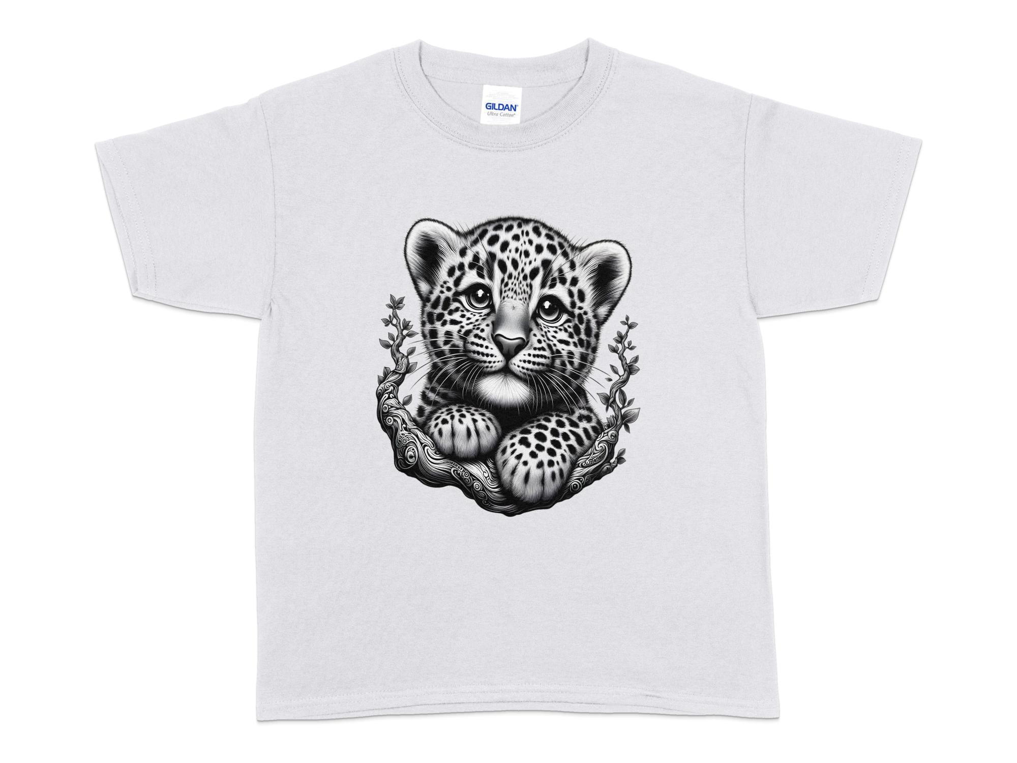 Leopard Bonsai - Coloured Gildan Kids T-Shirt Realistic Animal Talisman Unisex Cute Tee Graphic Design