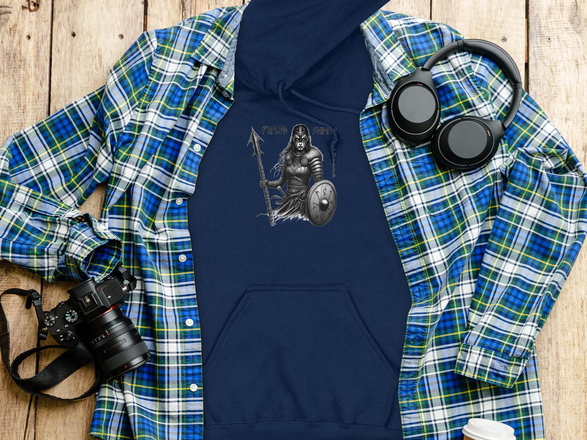 Viking Shield Maiden - Coloured Gildan Hoodie Realistic Norse Talisman Men Women Unisex Valhalla Tee Graphic Design