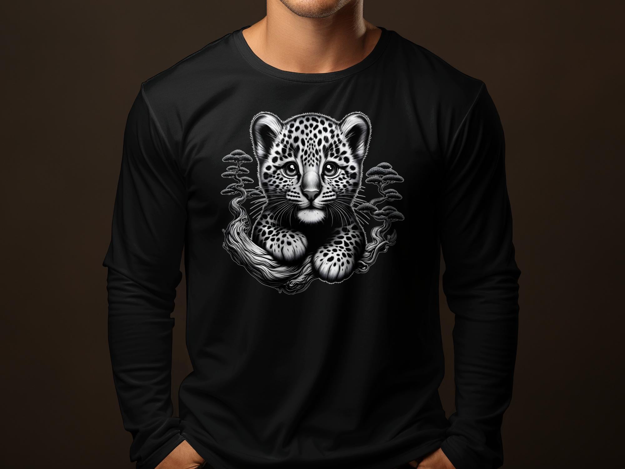 Leopard Bonsai - Coloured Gildan Long Sleeve Realistic Animal Talisman Unisex Cute Tee Graphic Design