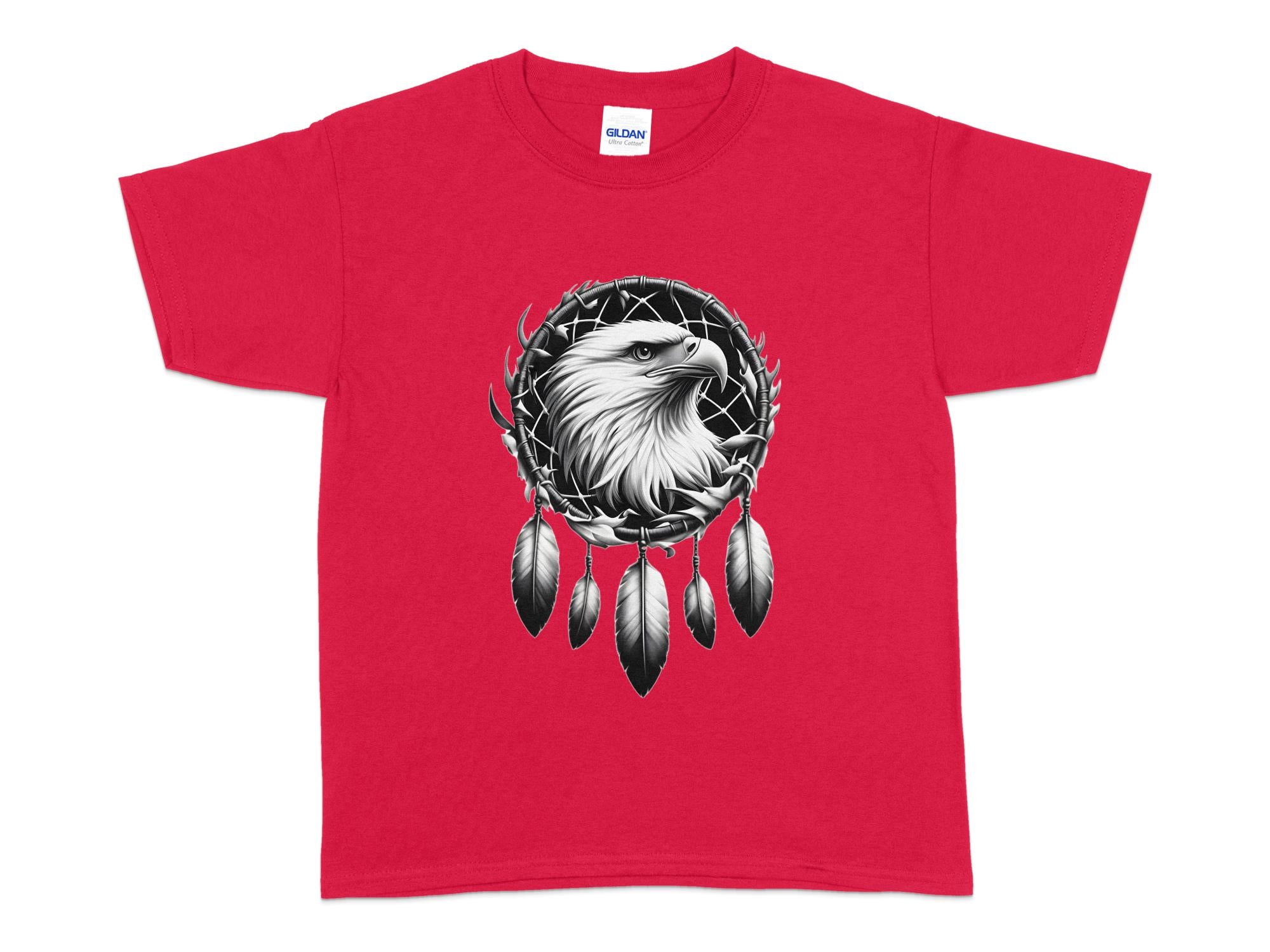 Dreamcatcher Eagle - Coloured Gildan Kids T-Shirt Realistic Native American Talisman Unisex Mythology Tee Graphic Design