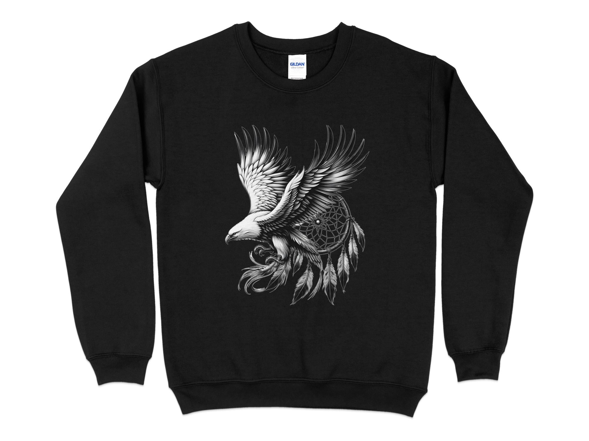 Dreamcatcher Eagle - Coloured Gildan Sweatshirt Realistic Native American Talisman Unisex Mythology Tee Graphic Design