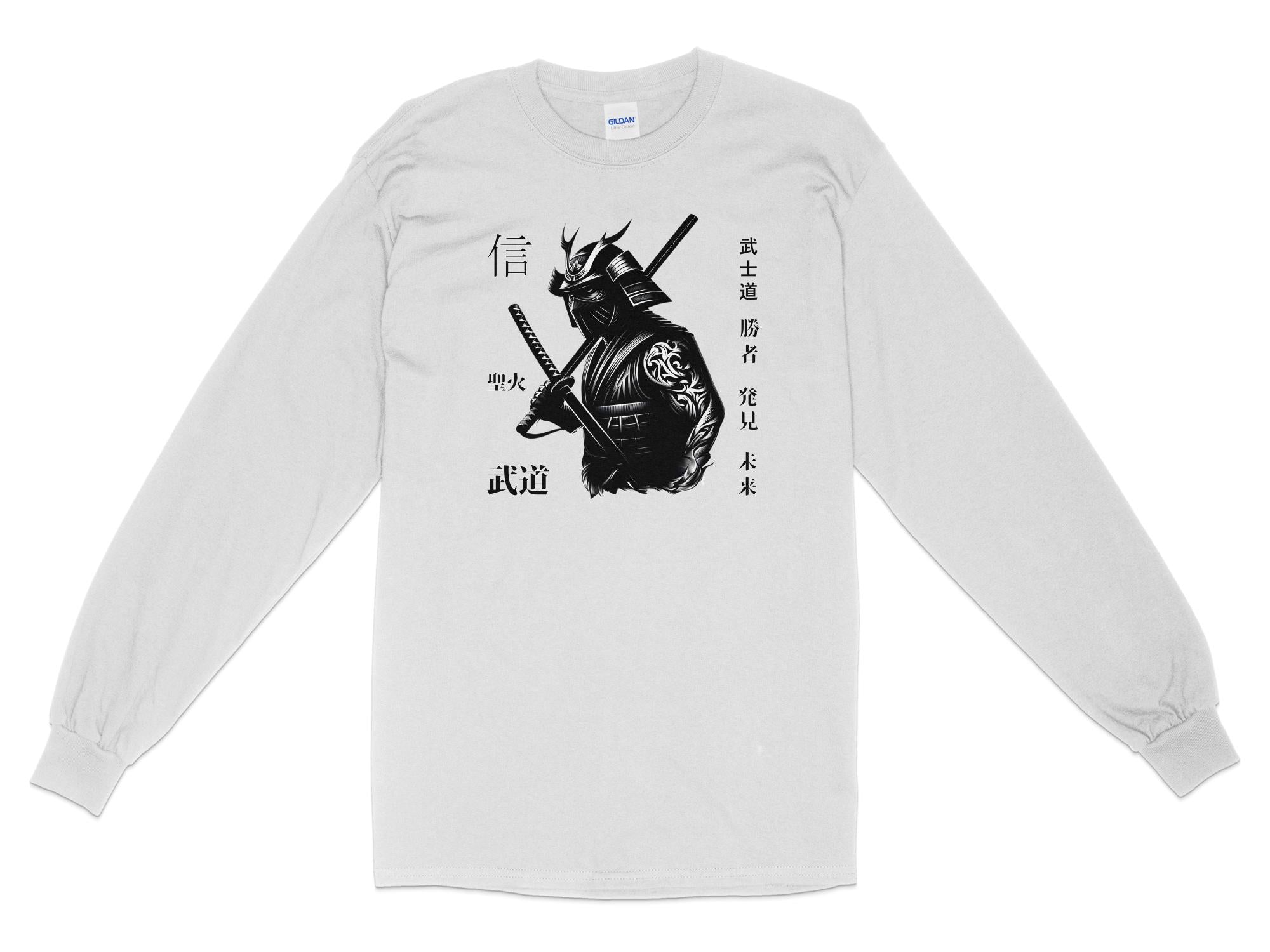 Samurai Ninja - Coloured Gildan Long Sleeve Japanese Talisman Unisex Cultural Symbolic Graphic Design