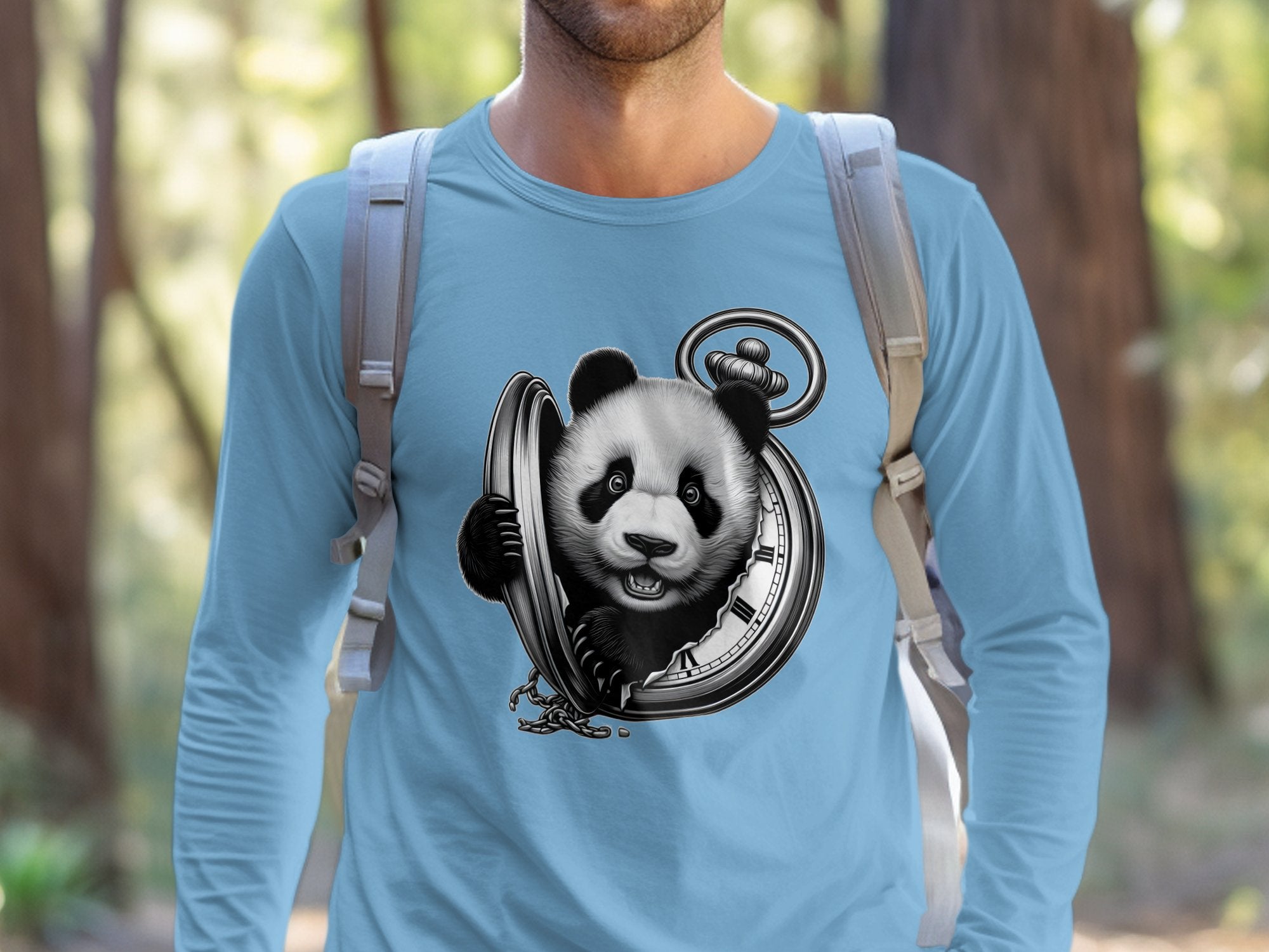 Panda - Coloured Gildan Long Sleeve Realistic Animal Talisman Unisex Cute Tee Graphic Design