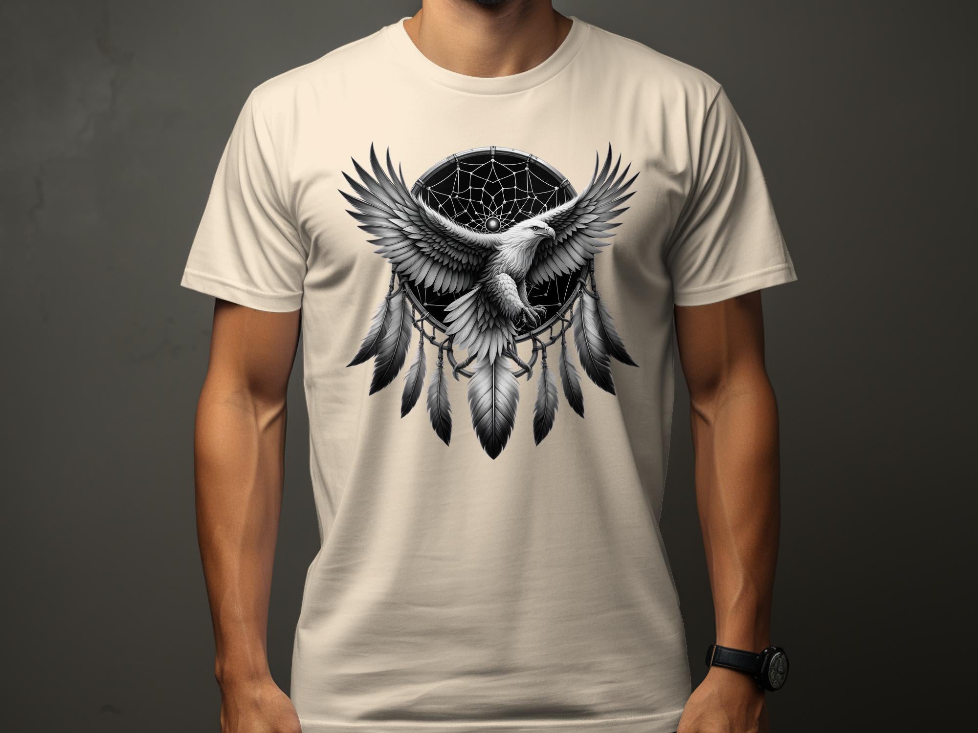 Dreamcatcher Eagle - Coloured Gildan T-Shirt Realistic Native American Talisman Unisex Mythology Tee Graphic Design