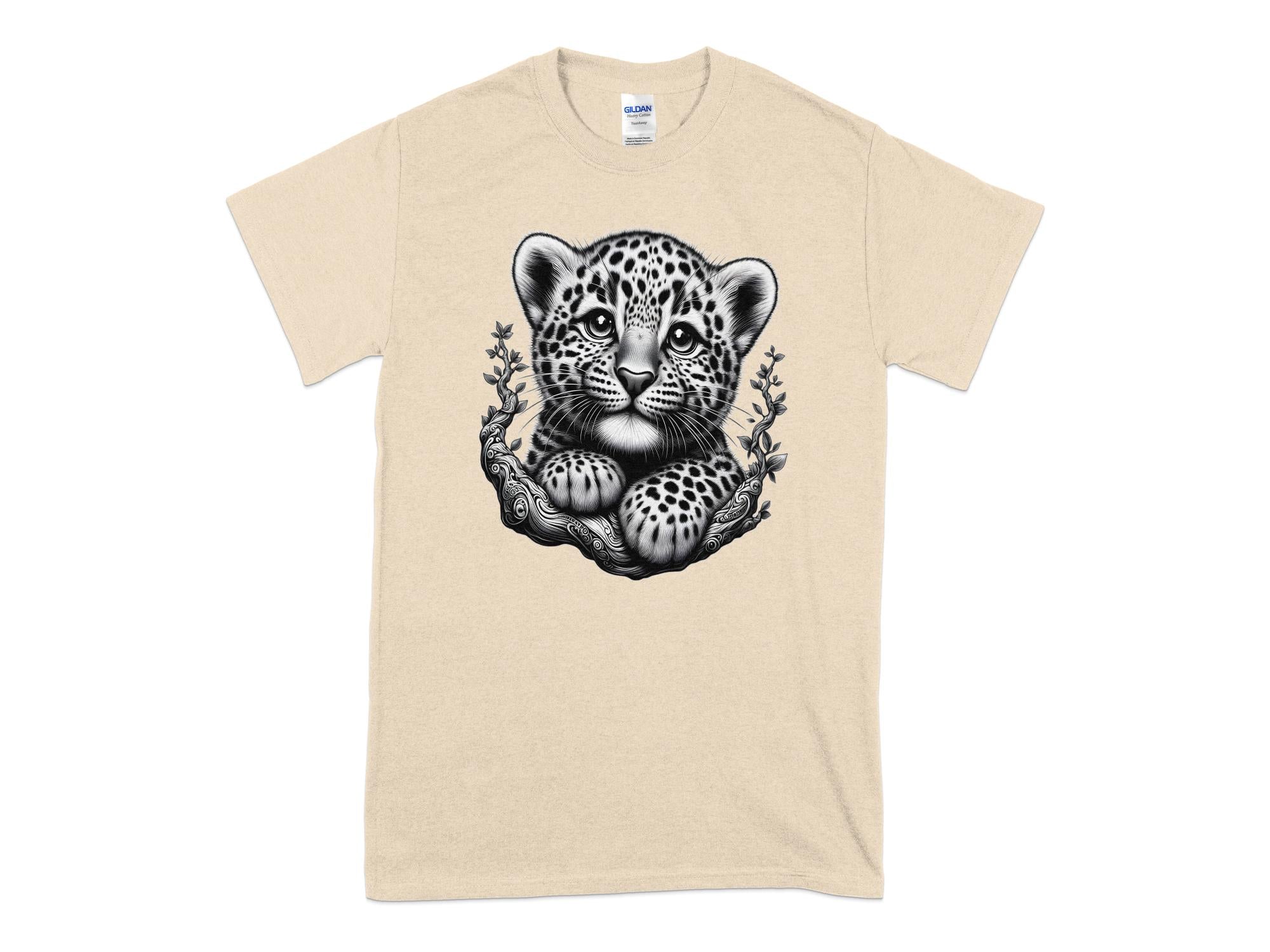 Leopard Bonsai - Coloured Gildan T-Shirt Realistic Animal Talisman Unisex Cute Tee Graphic Design