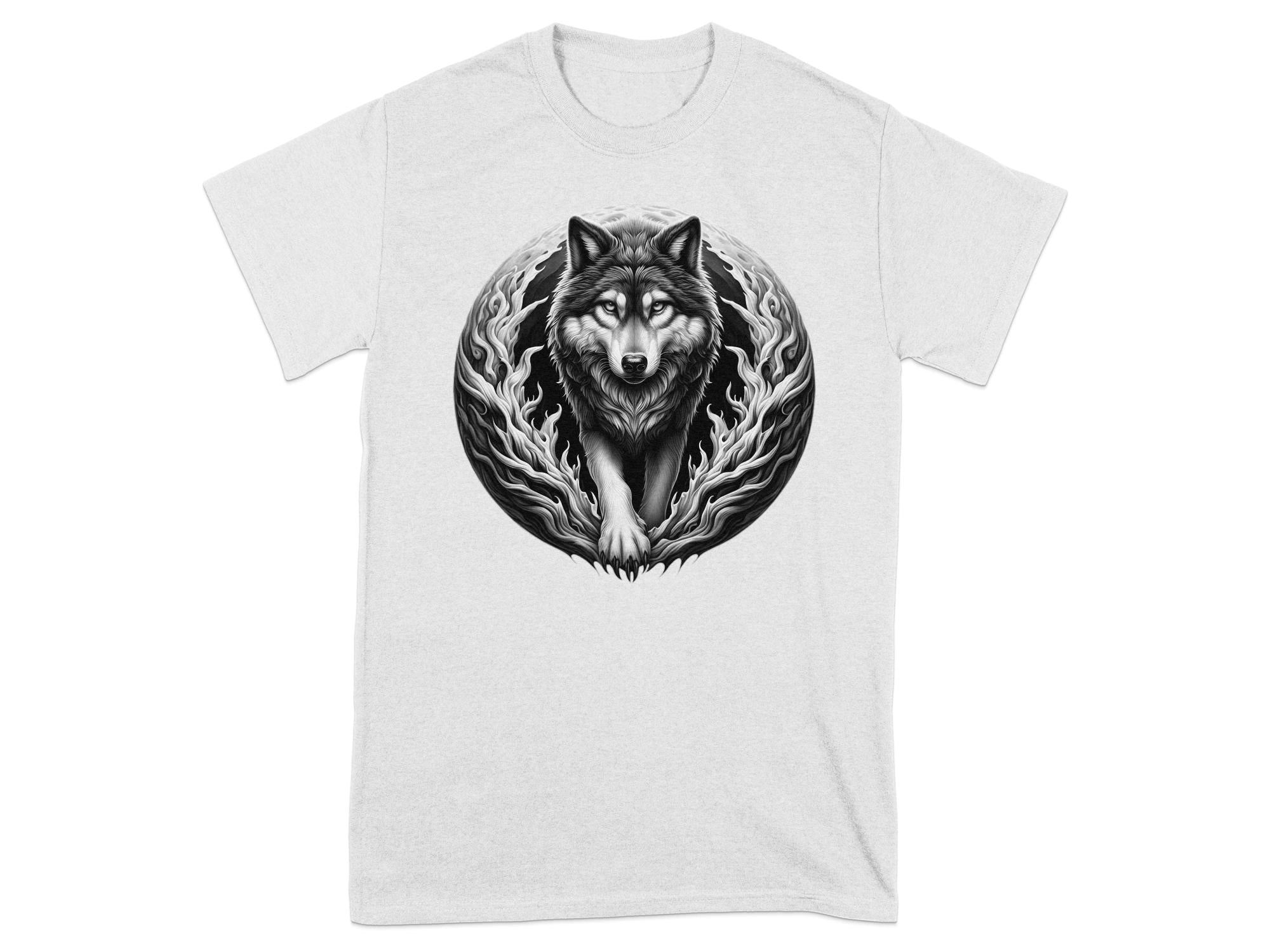 Moon Wolf - Coloured Gildan T-Shirt Realistic Animal Talisman Unisex Mythology Tee Graphic Design