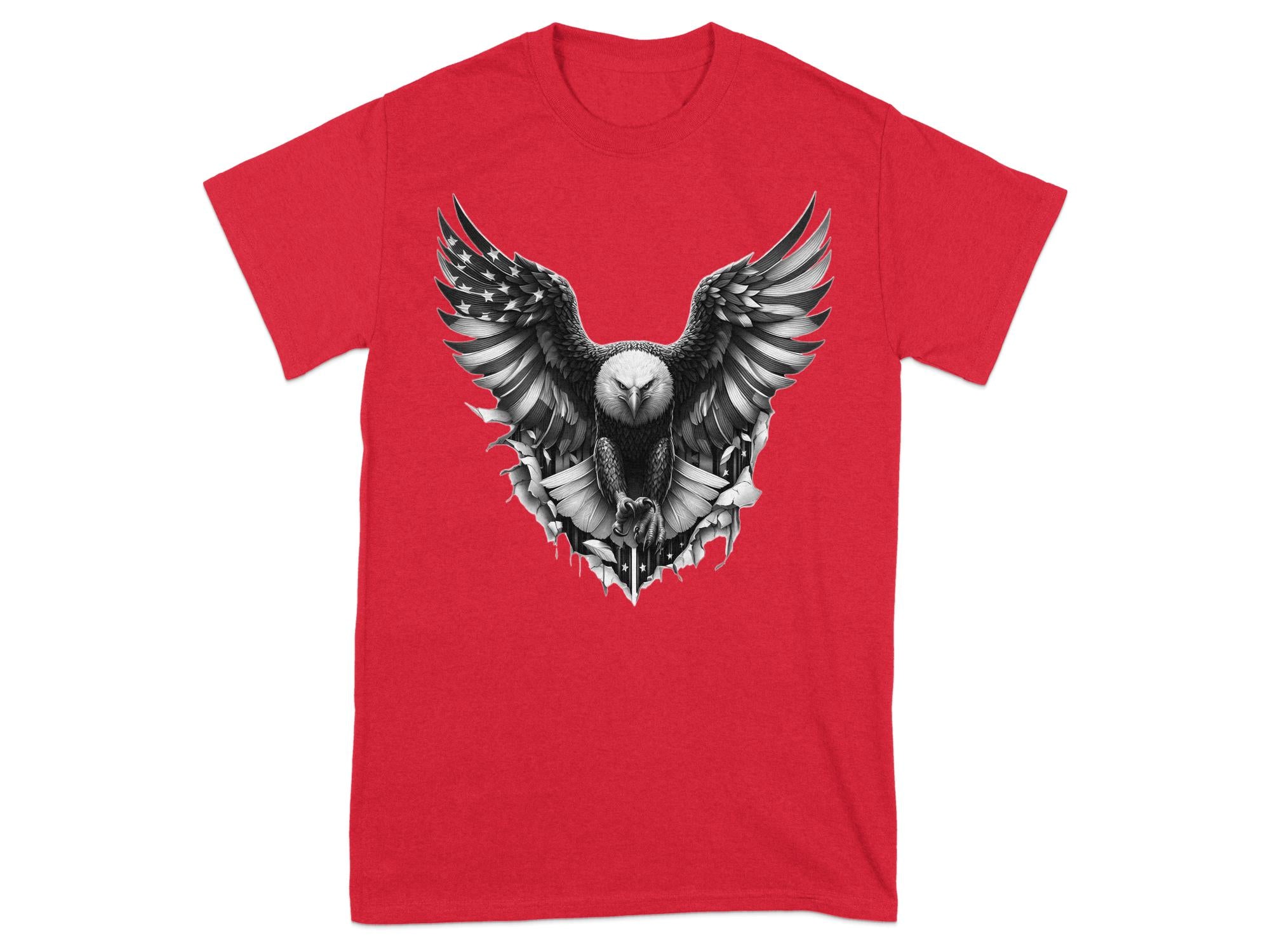 Eagle Patriot - Coloured Gildan T-Shirt Realistic Animal Talisman Unisex Tee Graphic Design