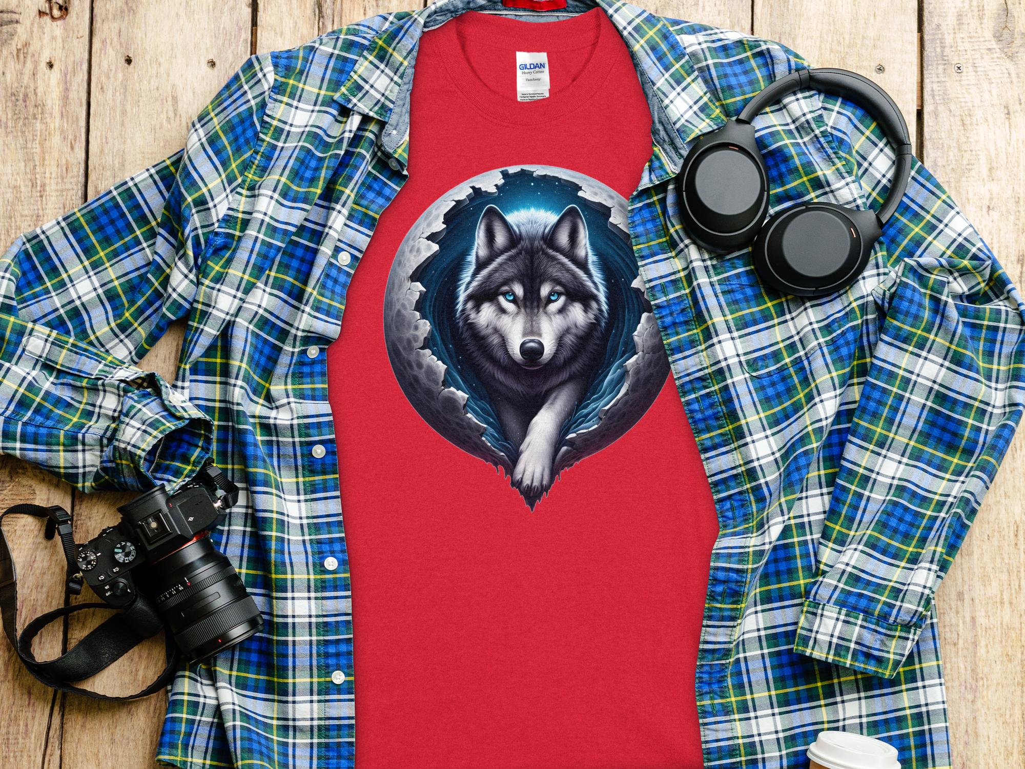 Moon Wolf - T-Shirt Realistic Full Colour Animal Talisman Unisex Mythology Tee Gildan Graphic Design