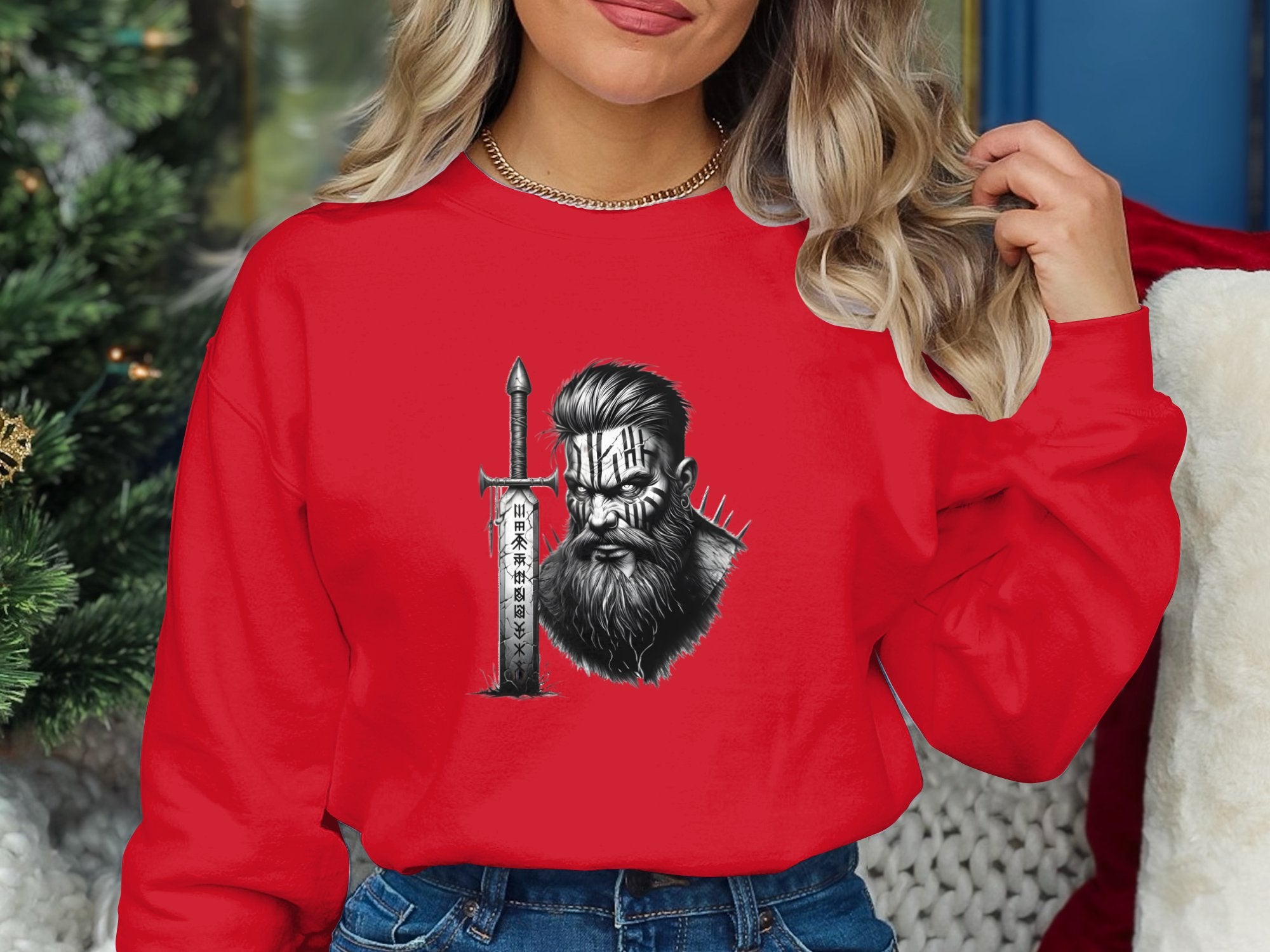 Viking Dauntless - Coloured Gildan Sweatshirt Realistic Norse Talisman Men Women Unisex Valhalla Tee Graphic Design