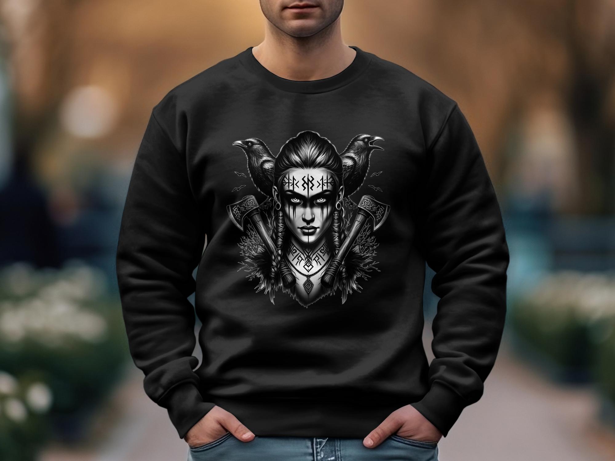 Viking Shield Maiden - Coloured Gildan Sweatshirt Realistic Norse Talisman Men Women Unisex Valhalla Tee Graphic Design