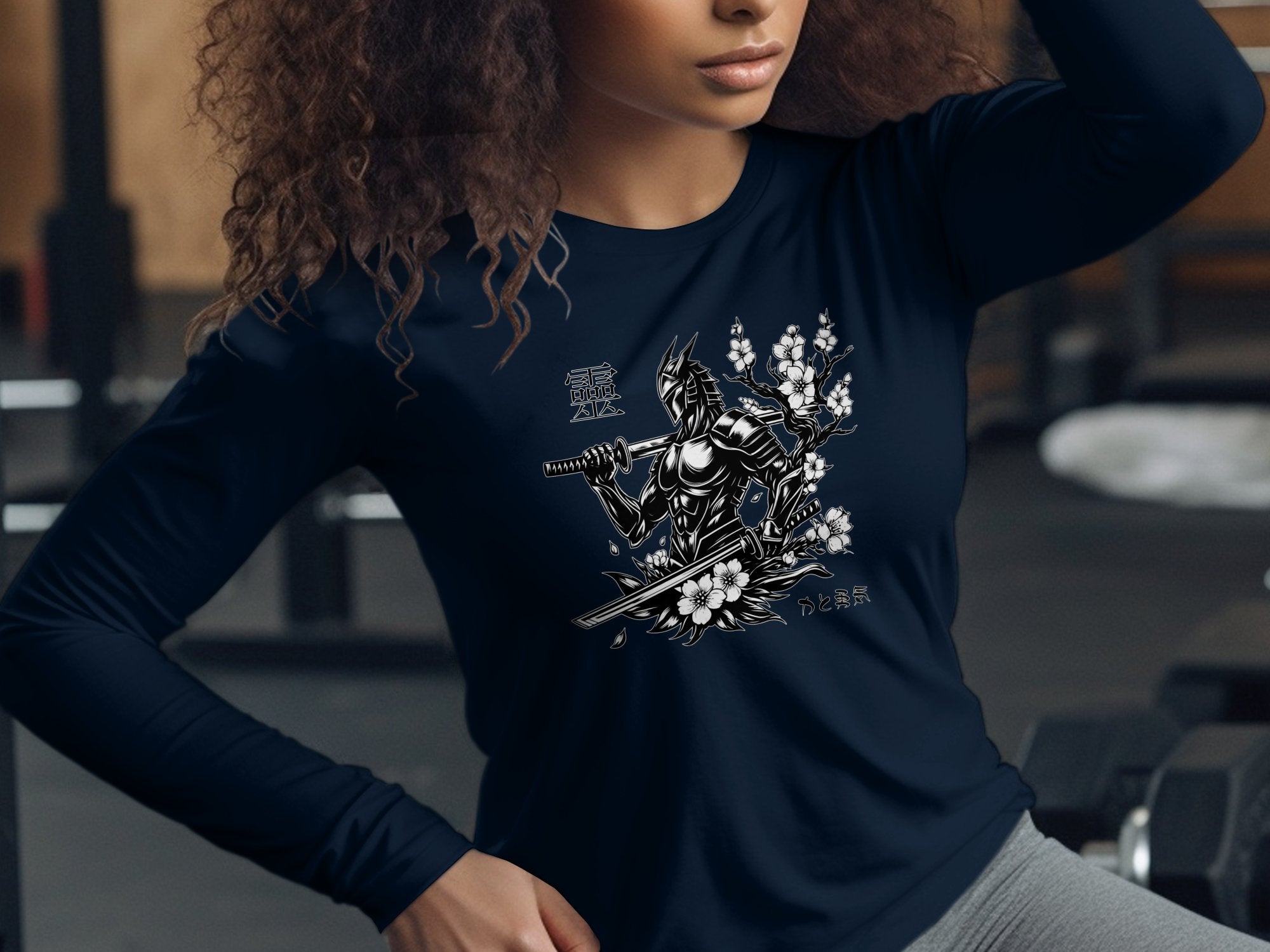 Samurai Ninja - Coloured Gildan Long Sleeve Japanese Talisman Unisex Cultural Symbolic Graphic Design