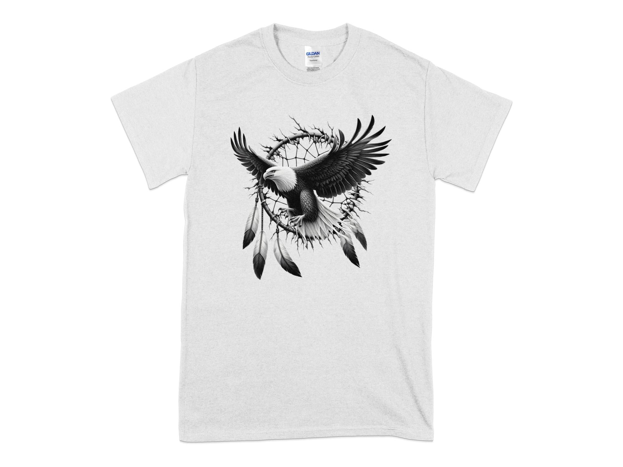 Dreamcatcher Eagle - Coloured Gildan T-Shirt Realistic Native American Talisman Unisex Mythology Tee Graphic Design