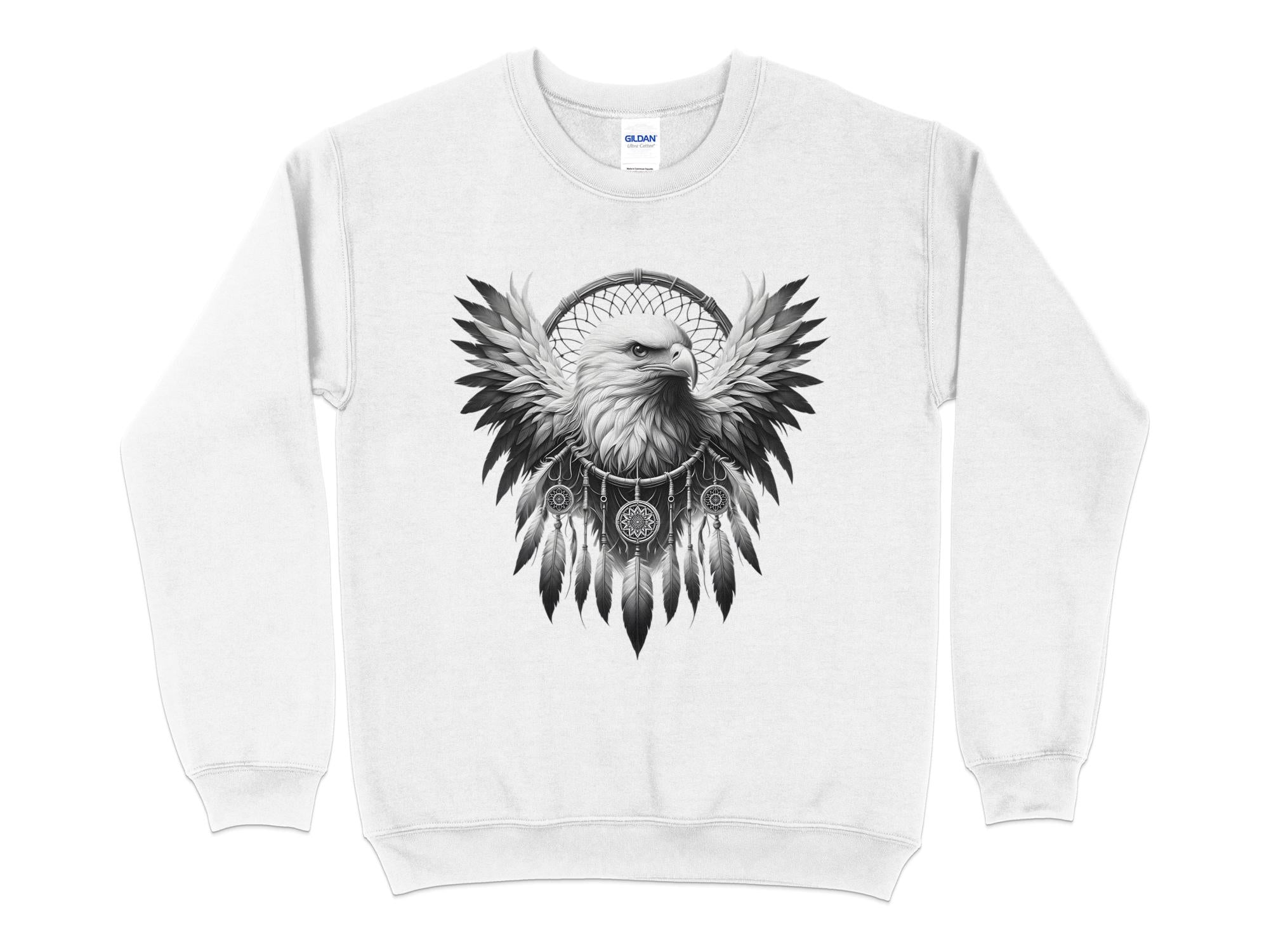 Dreamcatcher Eagle - Coloured Gildan Sweatshirt Realistic Native American Talisman Unisex Mythology Tee Graphic Design